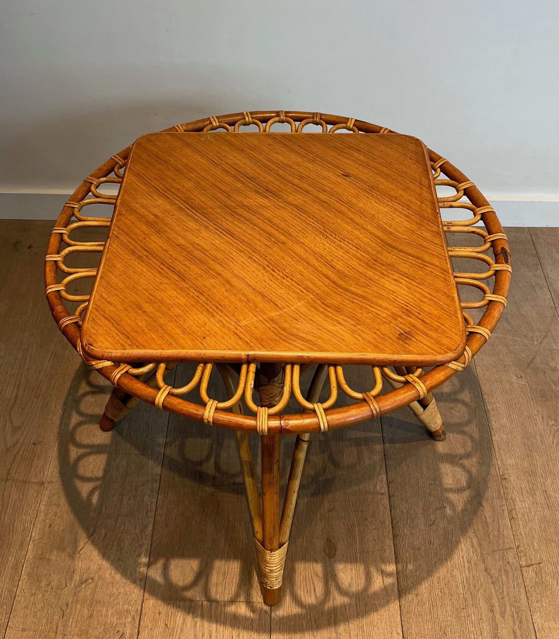 Round Trampoline Rattan Coffee Table