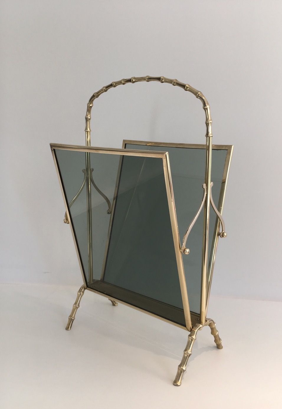 Faux-Bamboo Bronze Magazine Rack by Maison Baguès