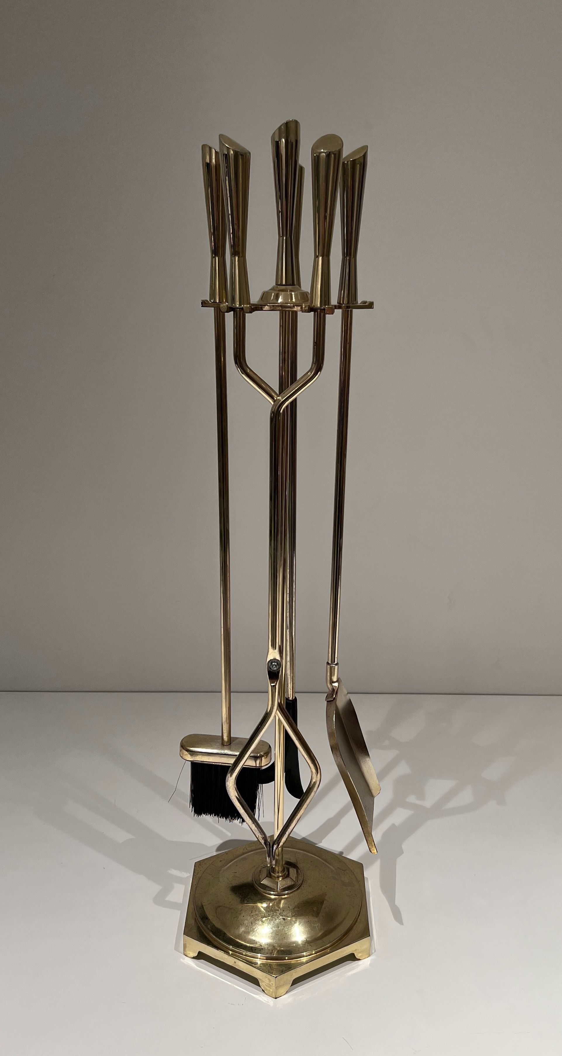 Modernist Brass Fireplace Tools