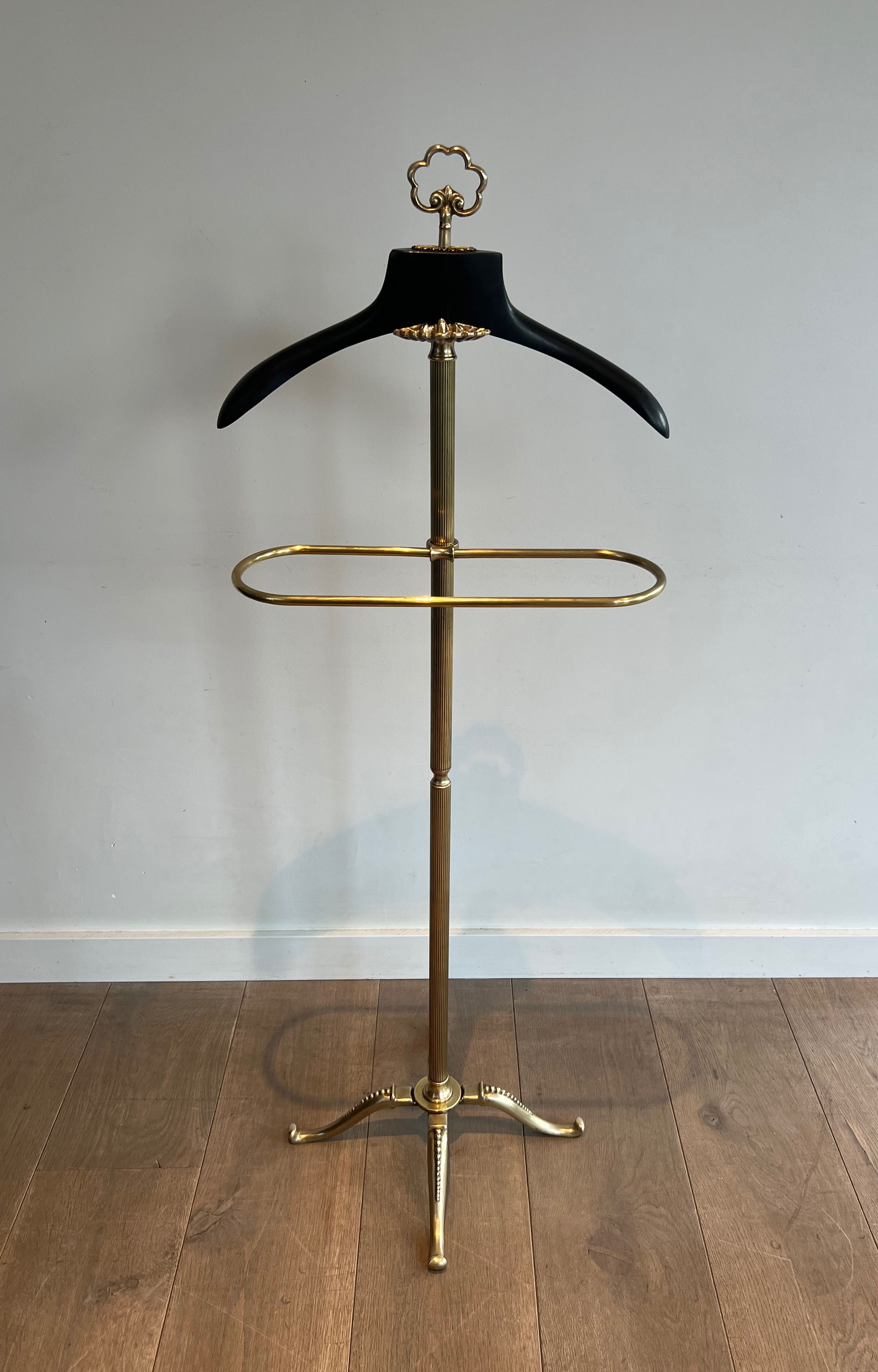 Neoclassical Style Brass and Wood Valet