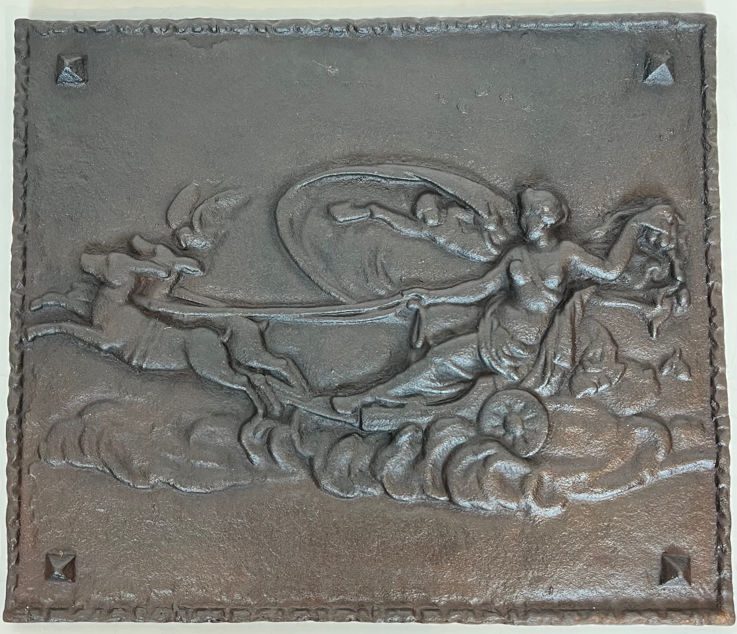 Cast Iron Fireplace Plaque representing Diana, Goddess of the Hunt on her Chariot