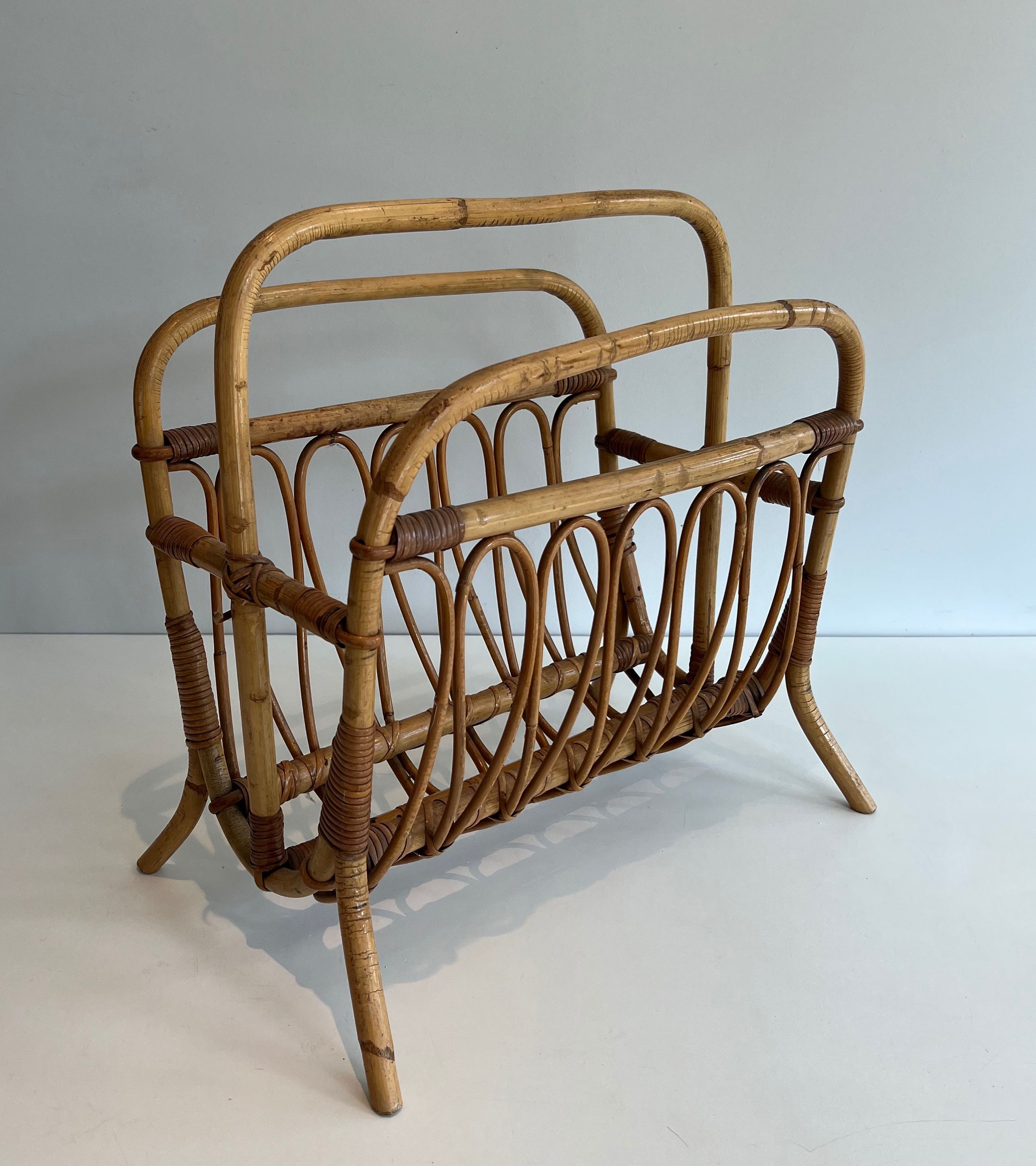 Rattan magazine rack