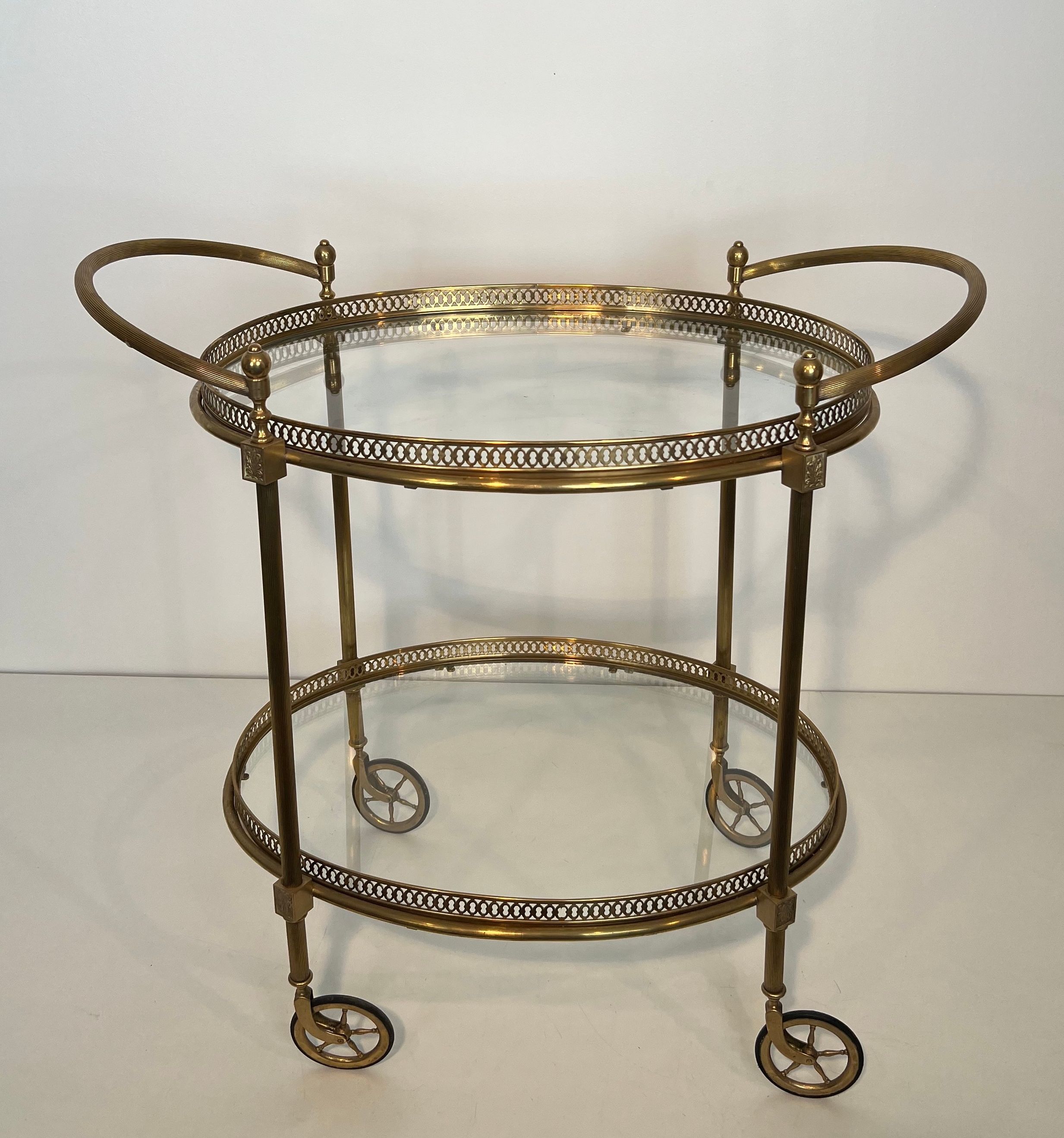 Oval Brass Drinks Trolley in the Style of Maison Jansen