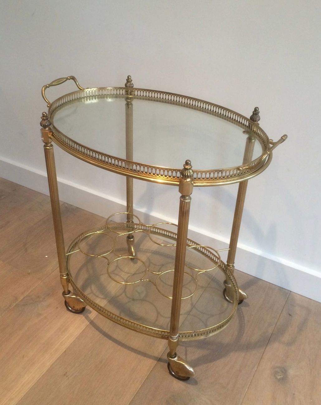 Oval Brass Drinks Trolley in The Style of Maison Jansen. Circa 1940