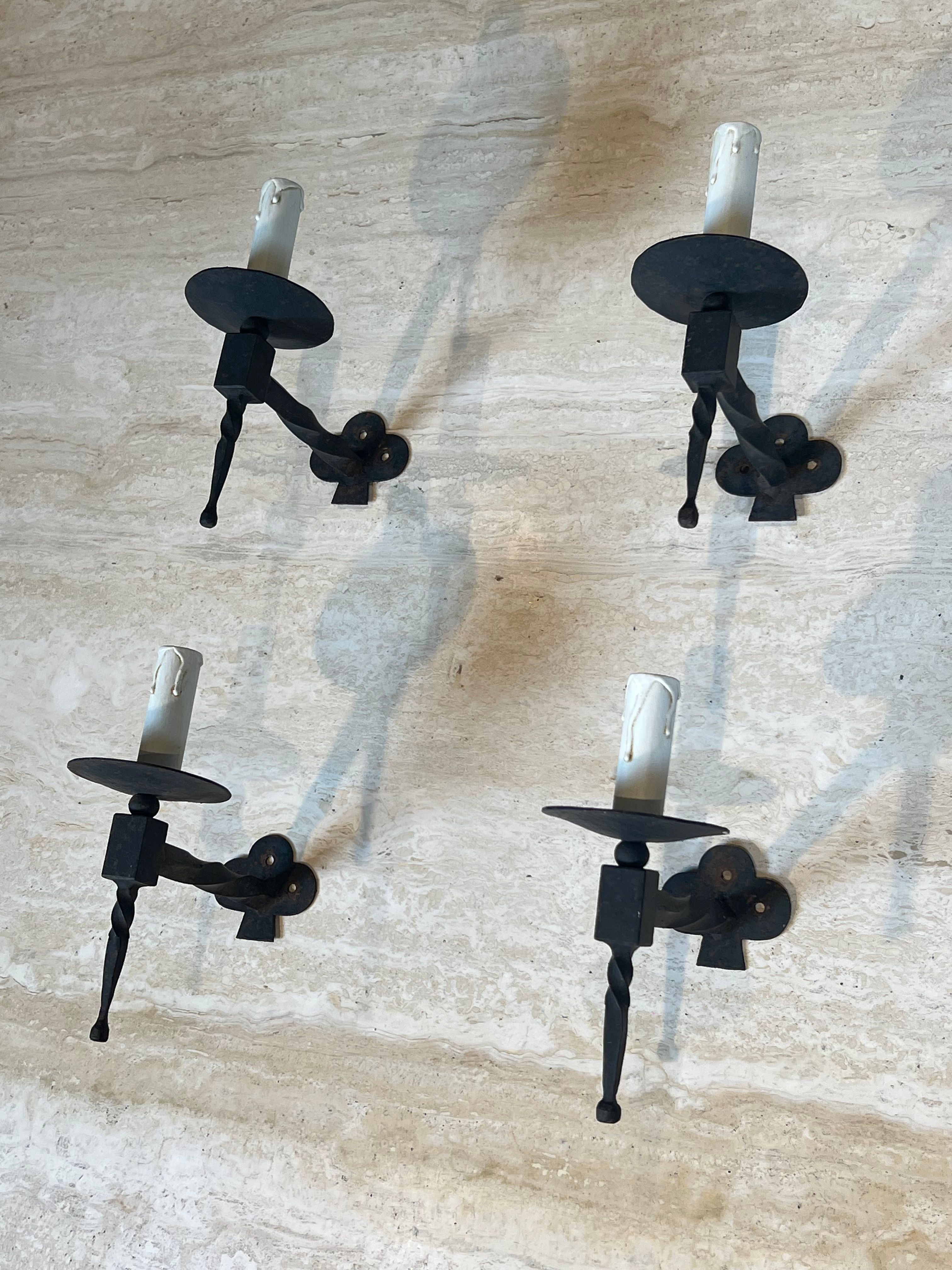Set of Four Wrought Iron Wall Lights