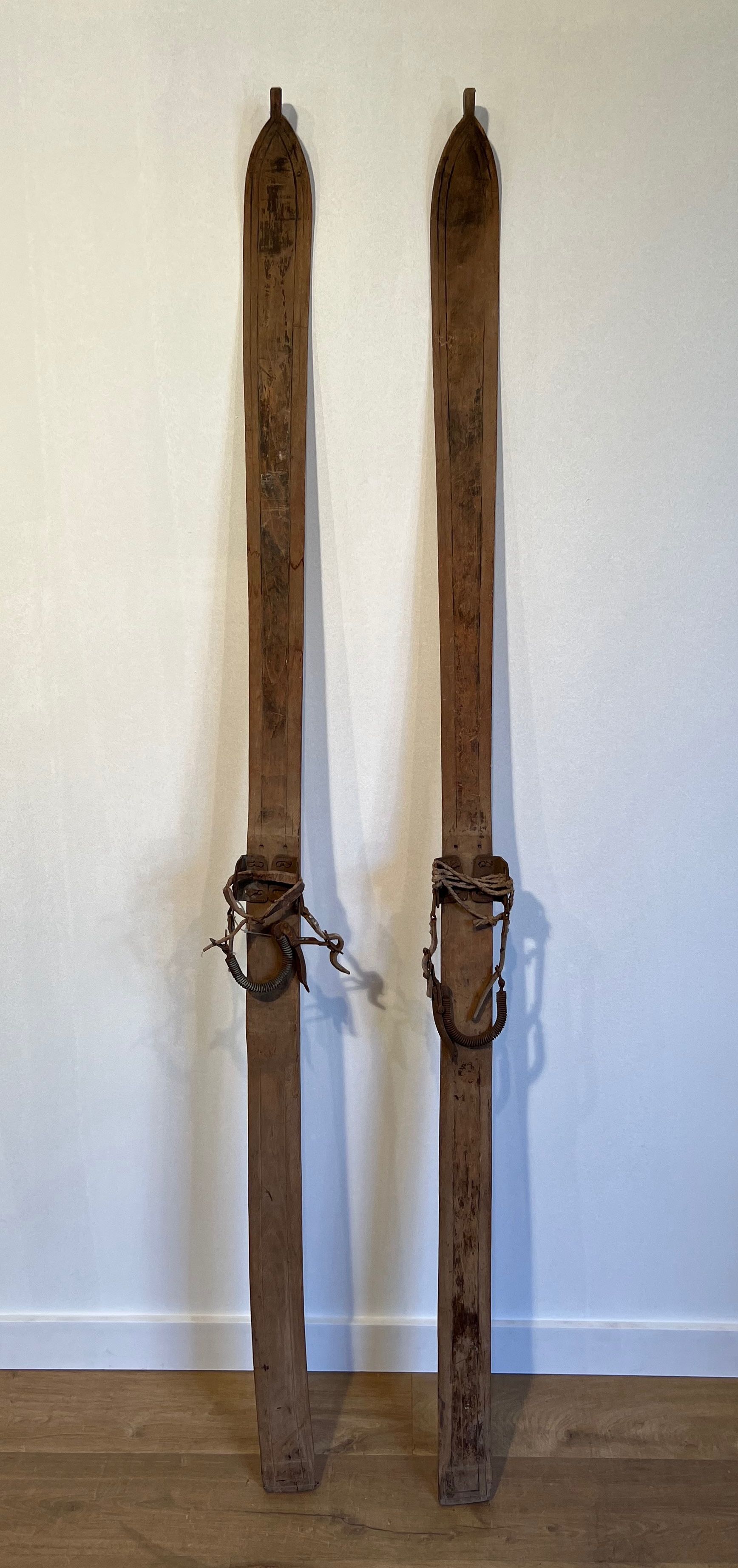 Pair of Old Wooden Skis