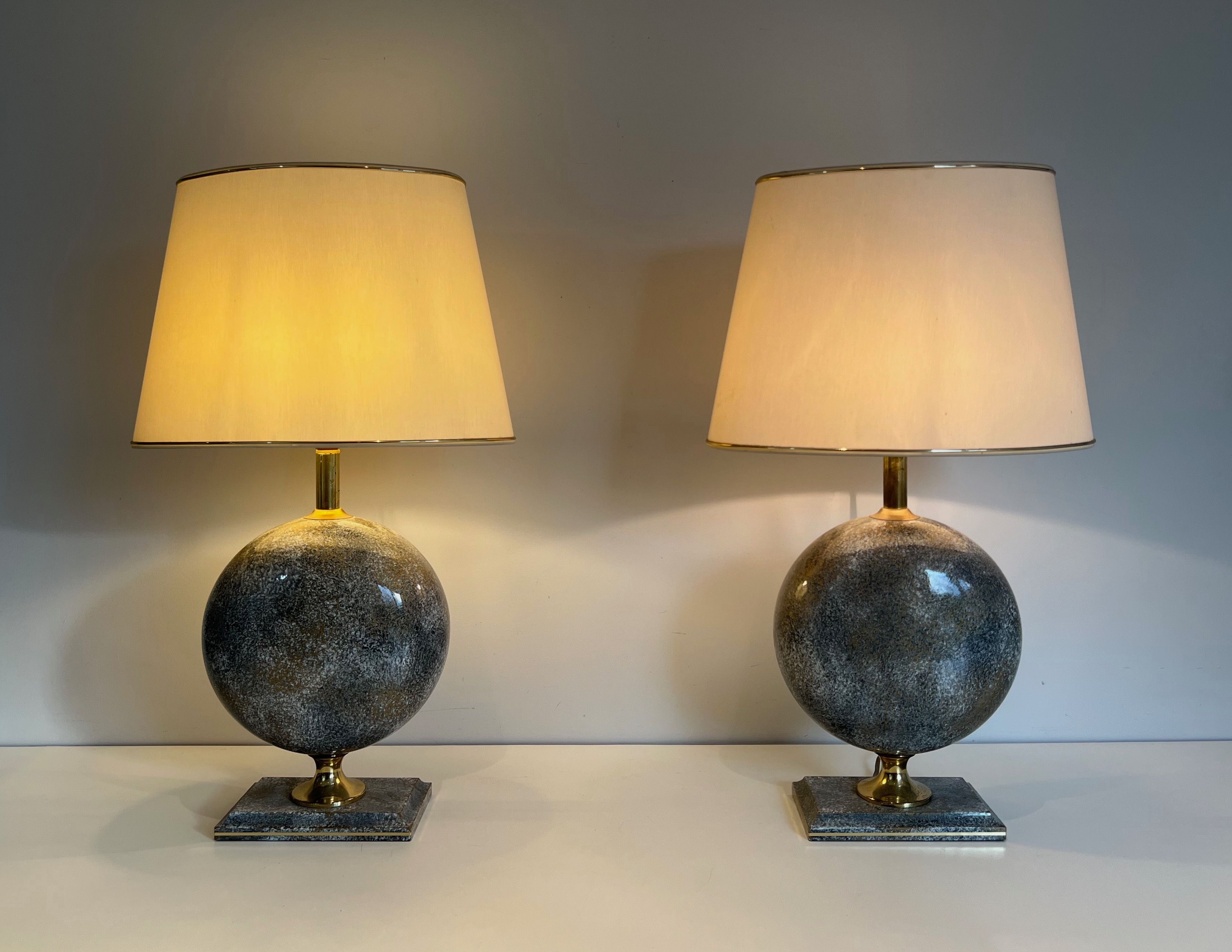 Pair of Ceramic Table Lamps by Philippe Barbier