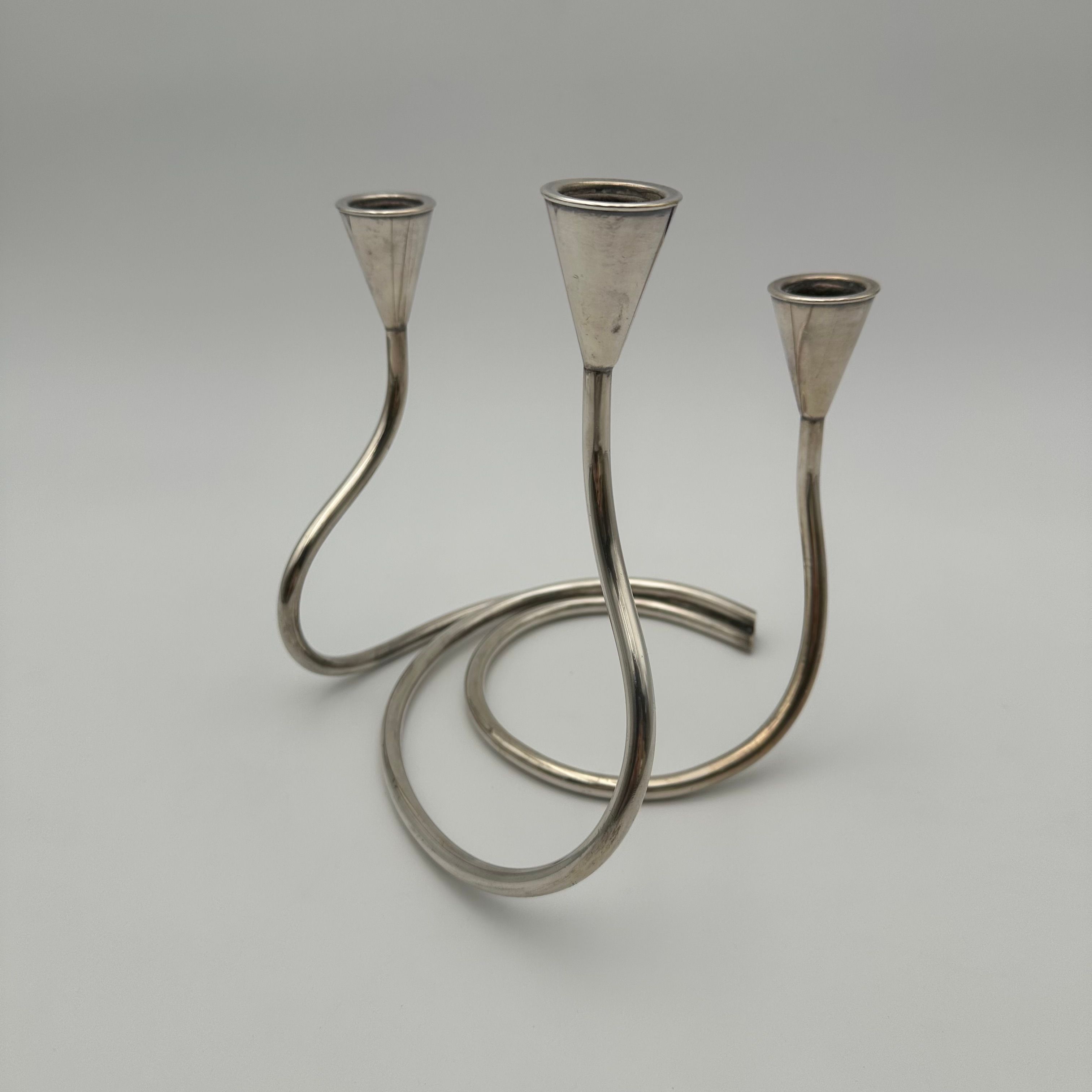 Design Silvered Metal Candlestick