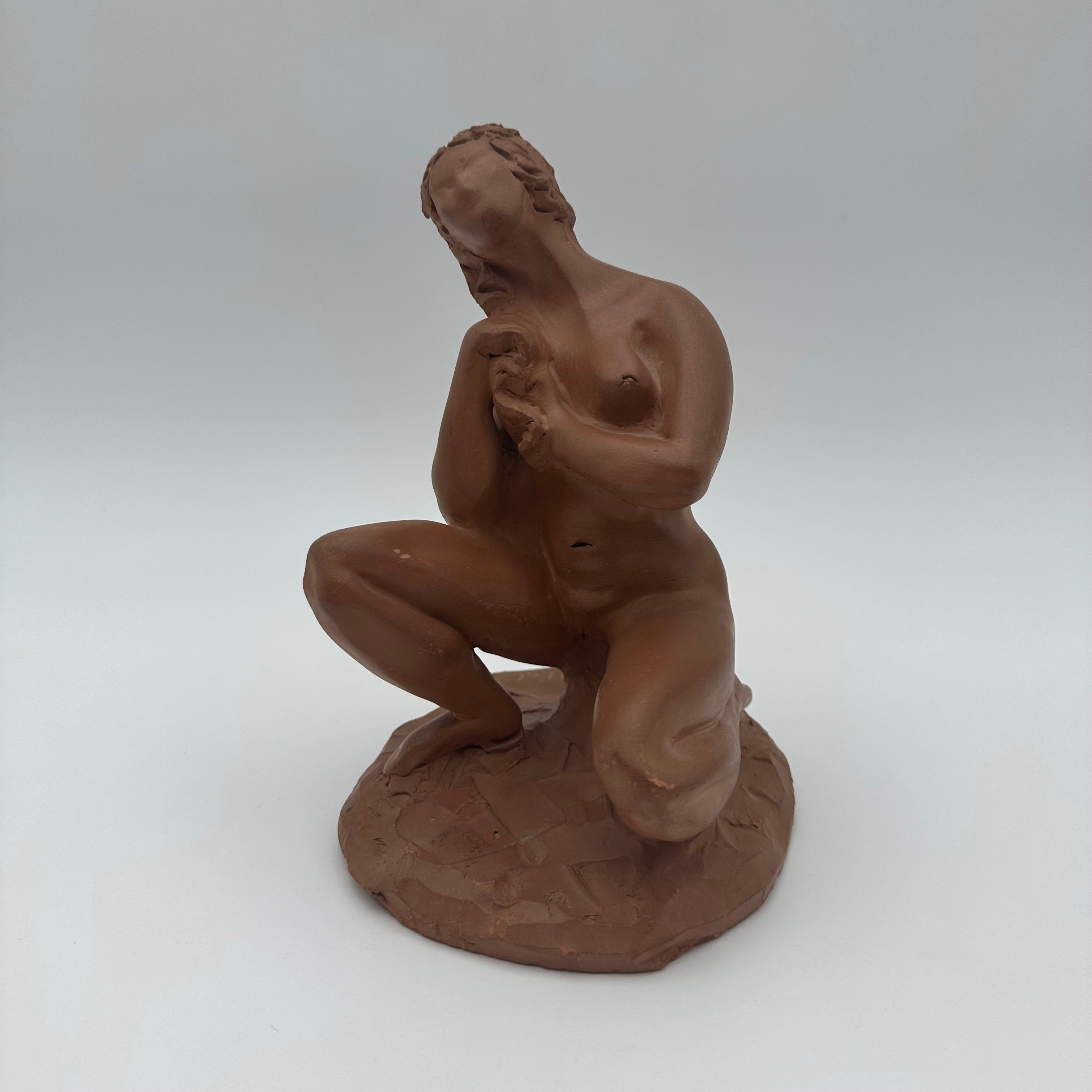 Terracotta nude female statue – Signed N. Hottot, 20th century