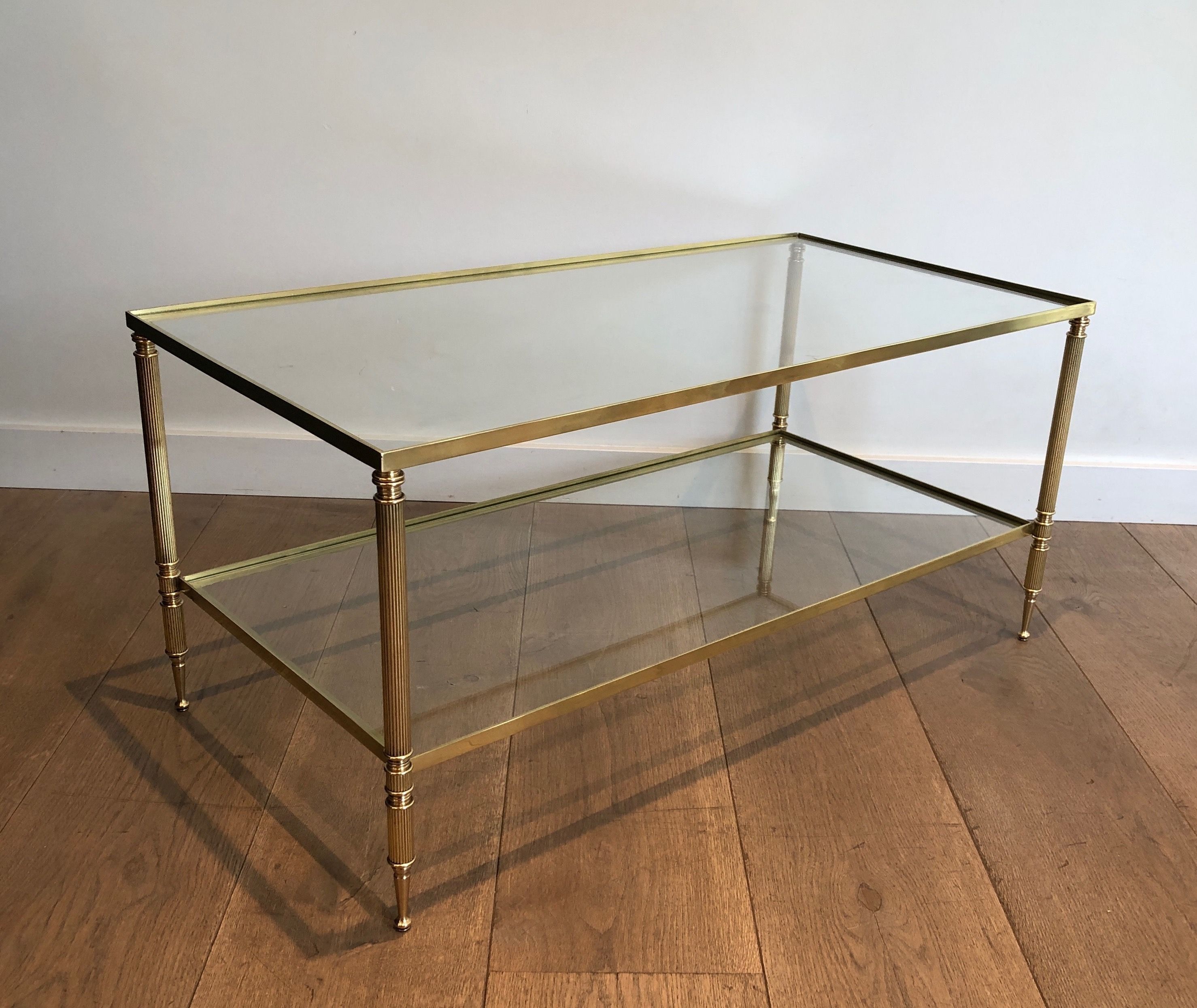 Brass Rectangular Coffee Table in the style of Maison Jansen. Circa 1940