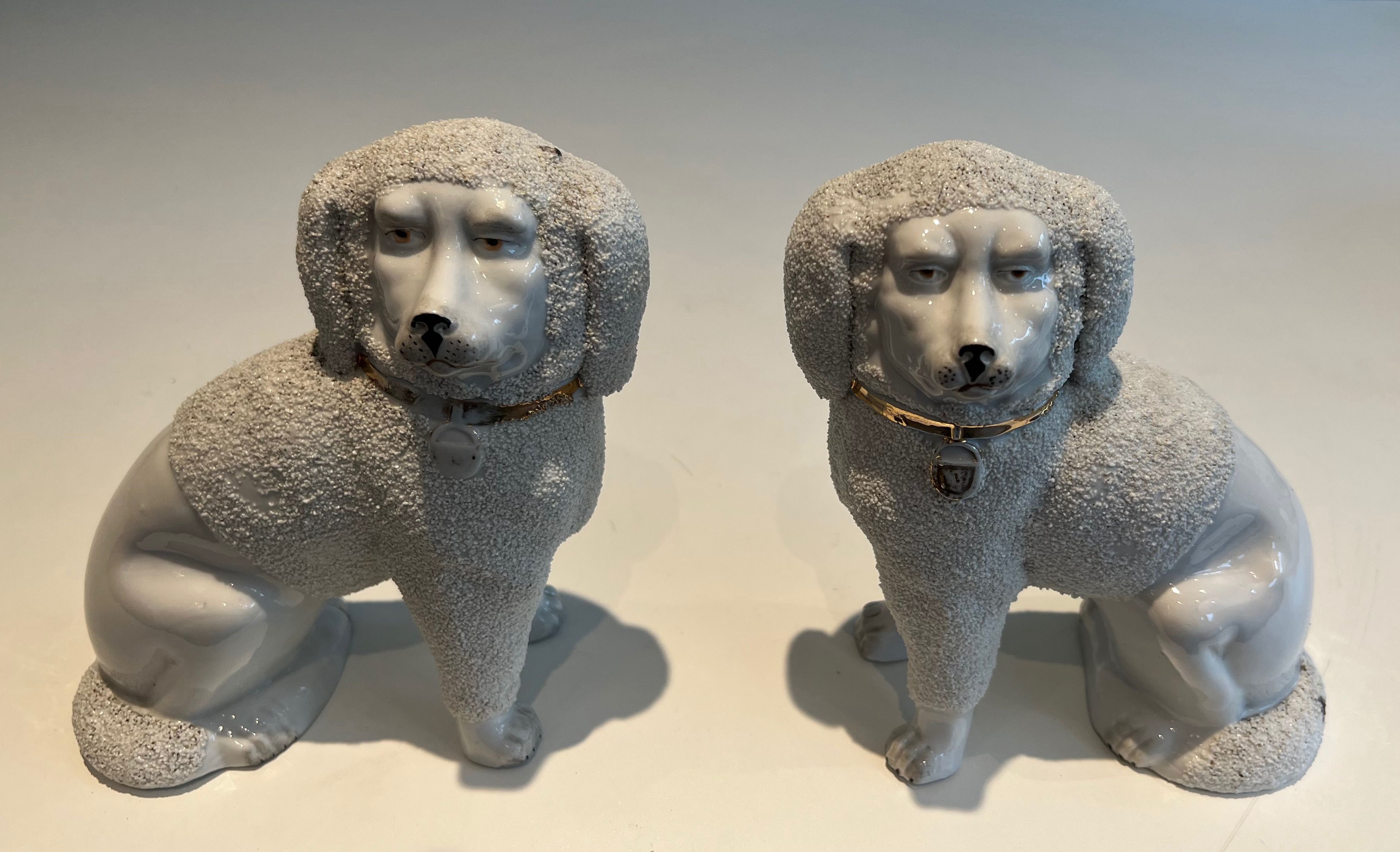 Pair of Staffordshire Porcelain Cavalier King Charles Spaniel Dogs Figures