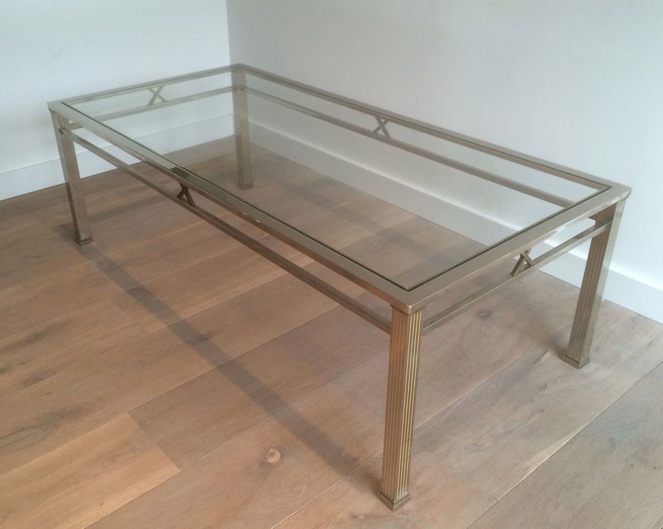 Neoclassical Style Chrome and Brass Coffee table