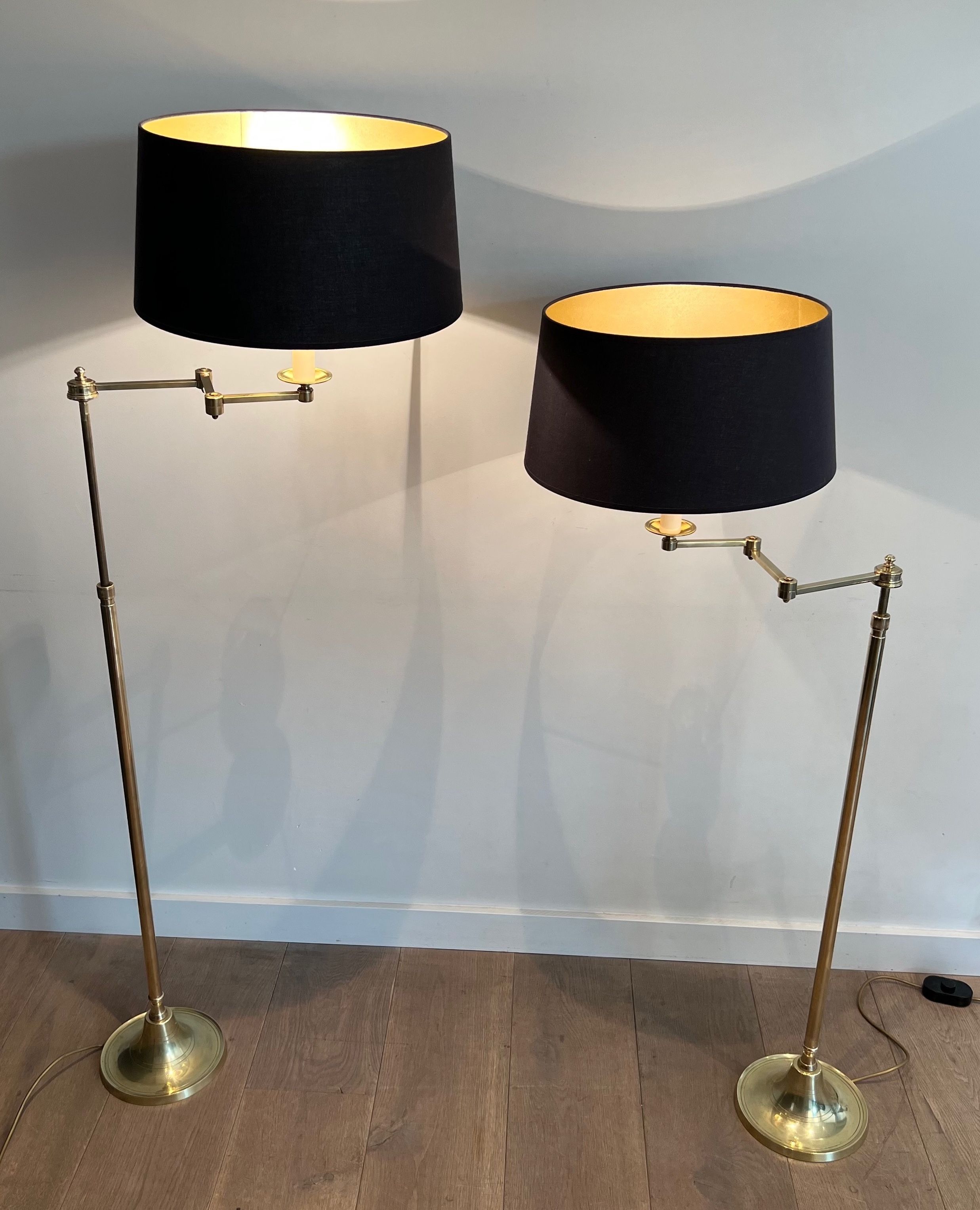 Pair of Brass Reading Lamp with Removable Arm