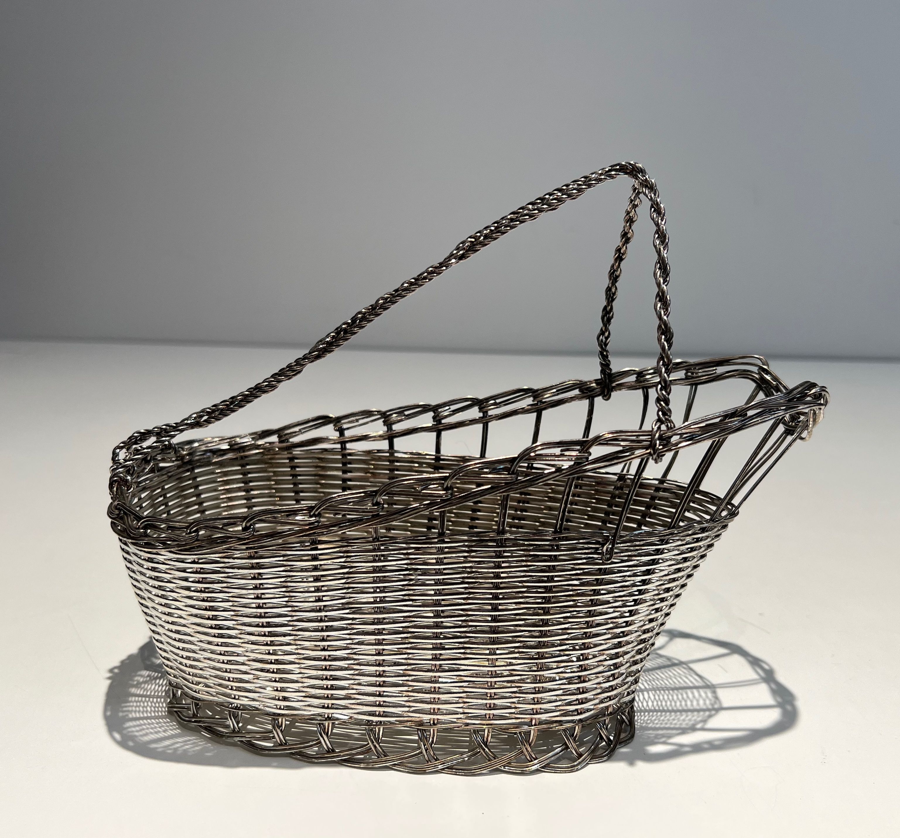Decanter / Bottles Holder Made of Silver-Plated Metal Wire