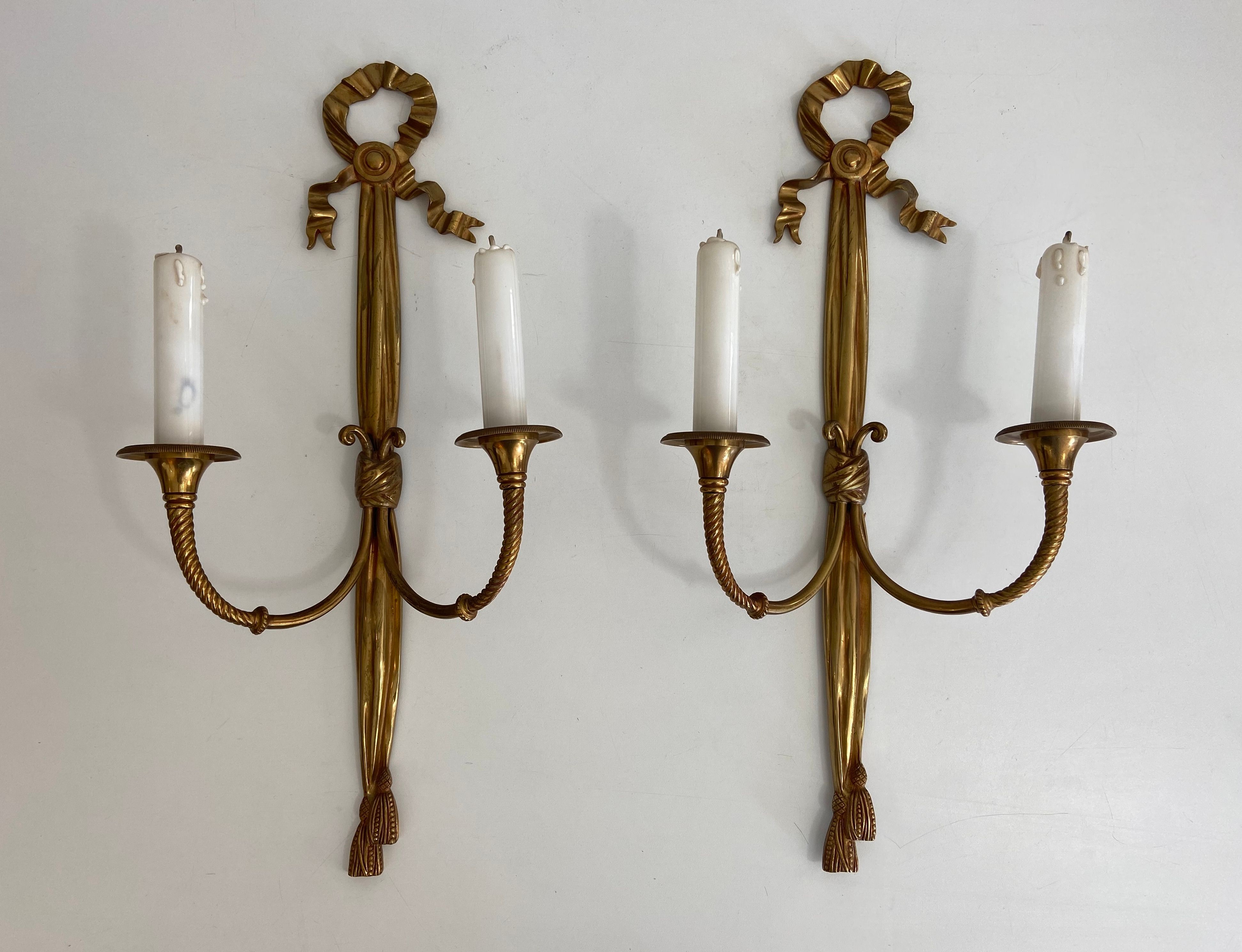 Pair of Louis the 16th Style Bronze Wall Lights