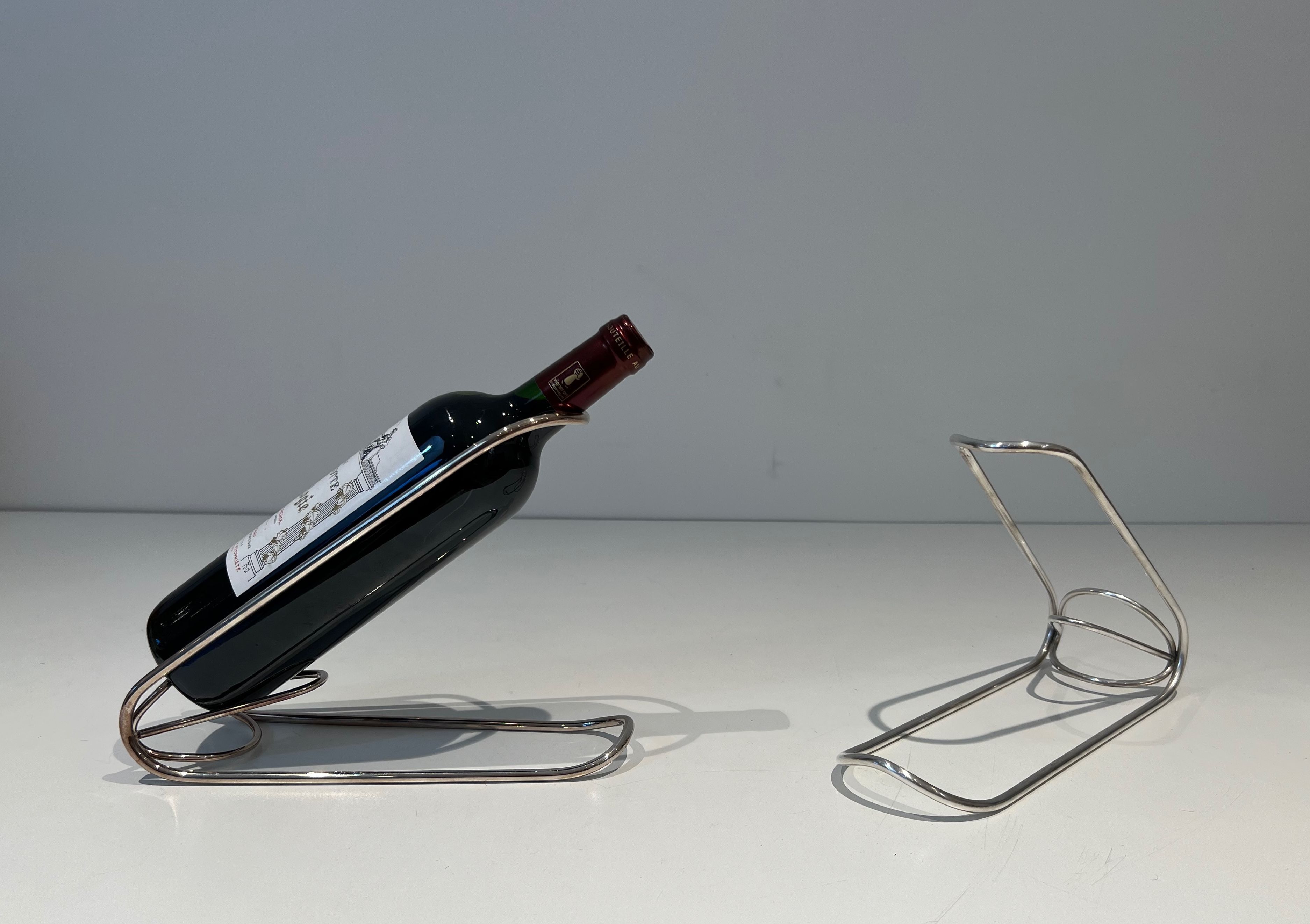 Paire de Porte-Bouteilles en Métal Argenté