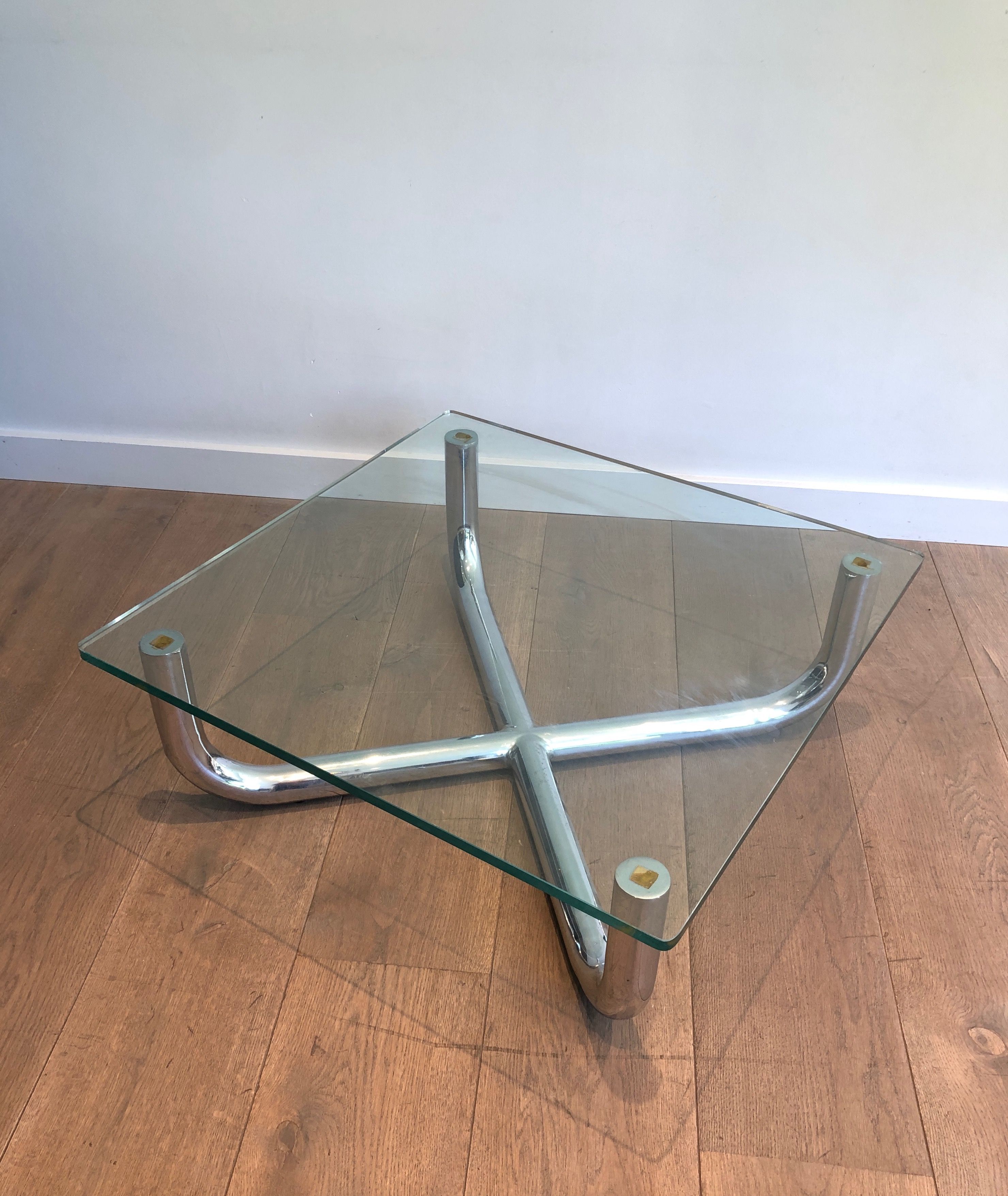 Chromed Coffee Table with Glass Shelf