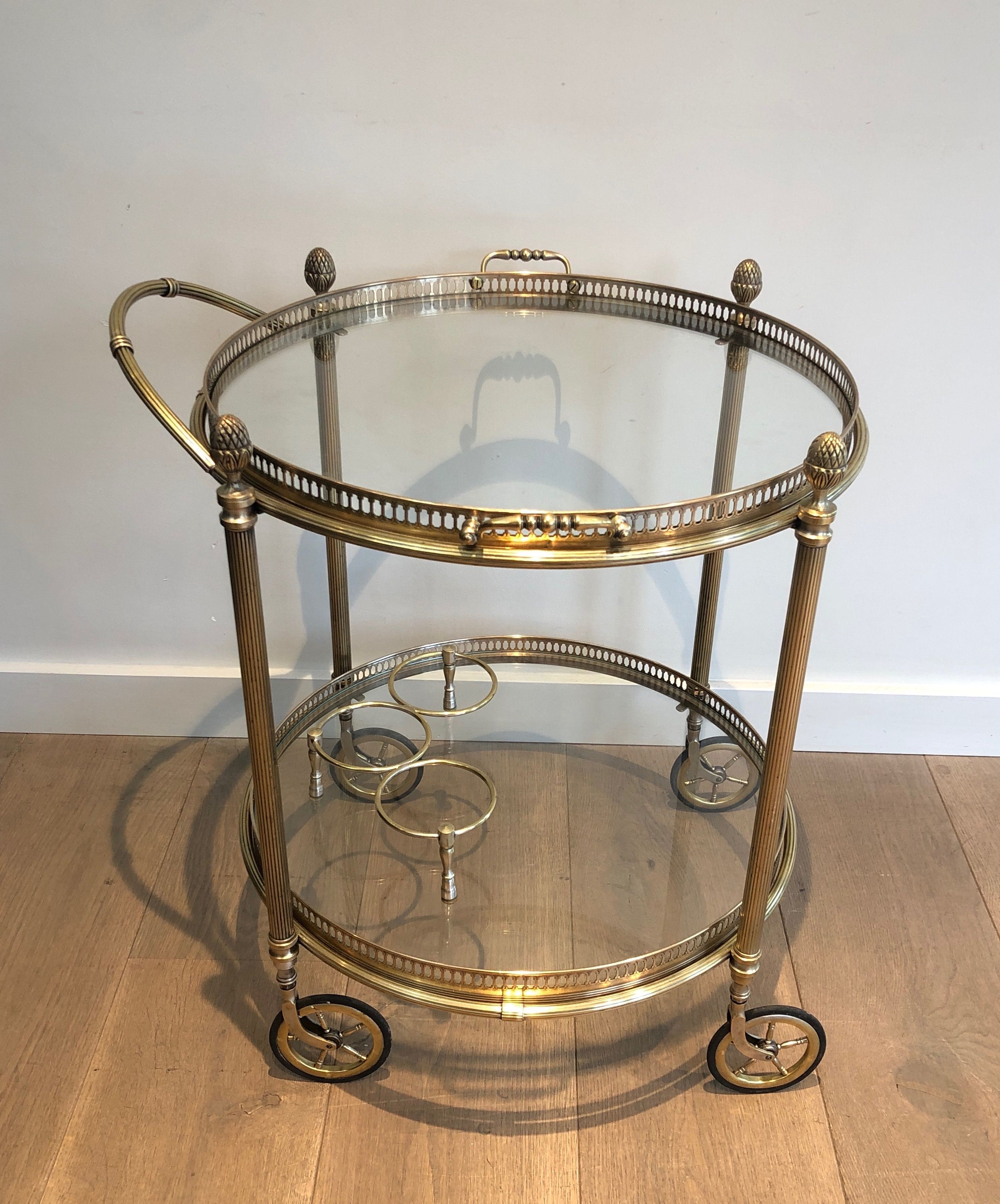 Round Brass Drinks Trolley by Maison Bagués