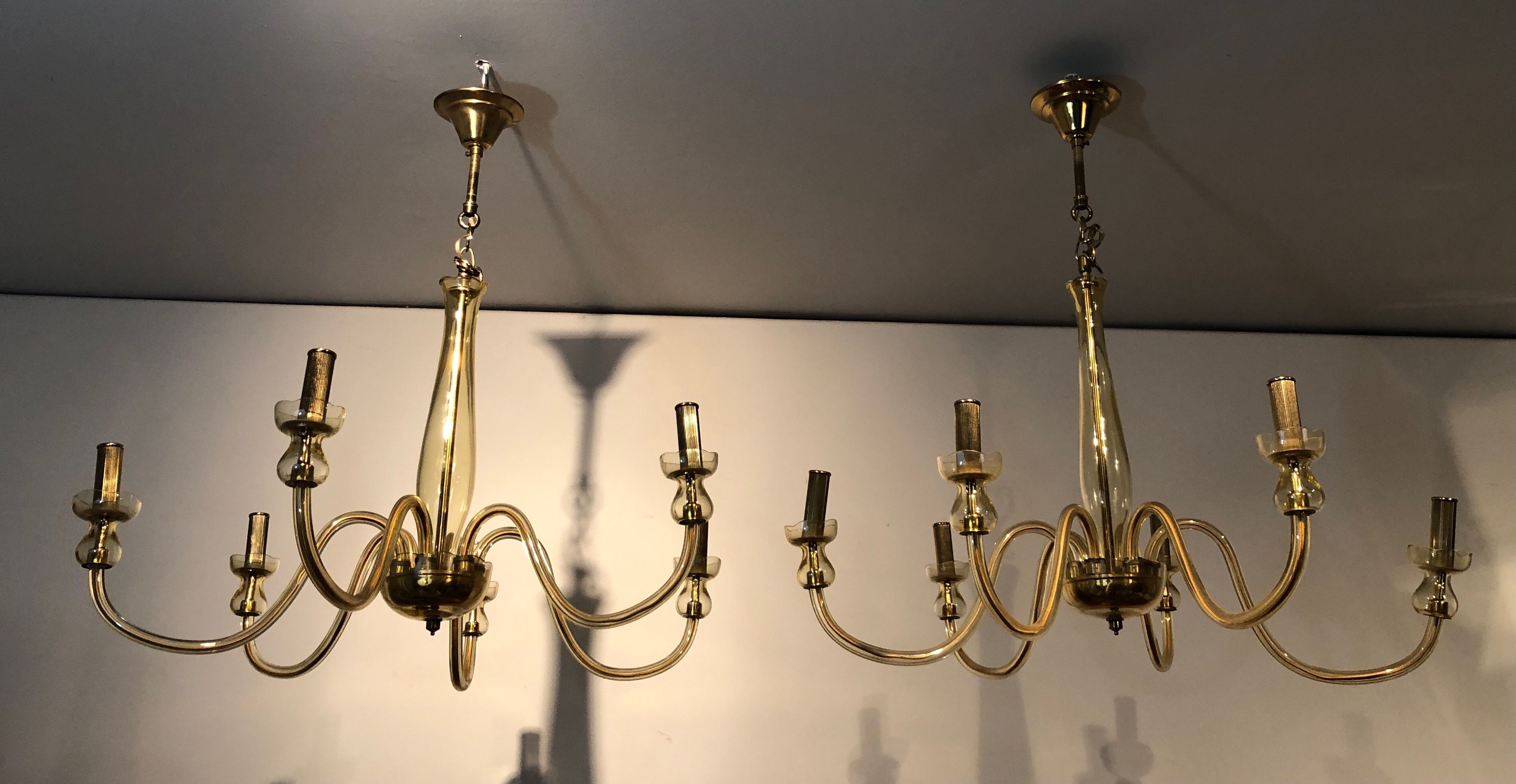 Pair of Murano Crystal Chandeliers