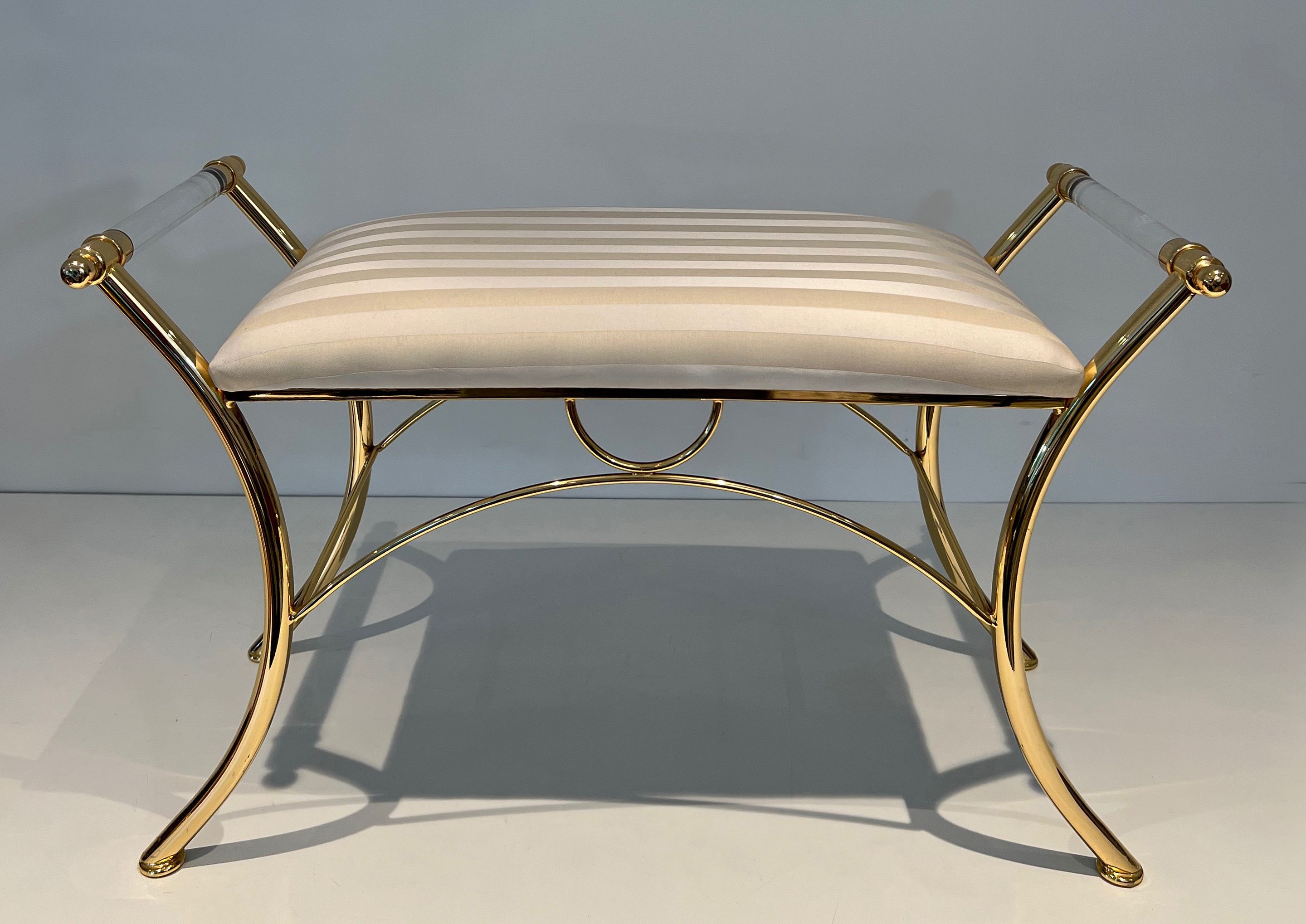 Lucite and Gilt Metal Stool