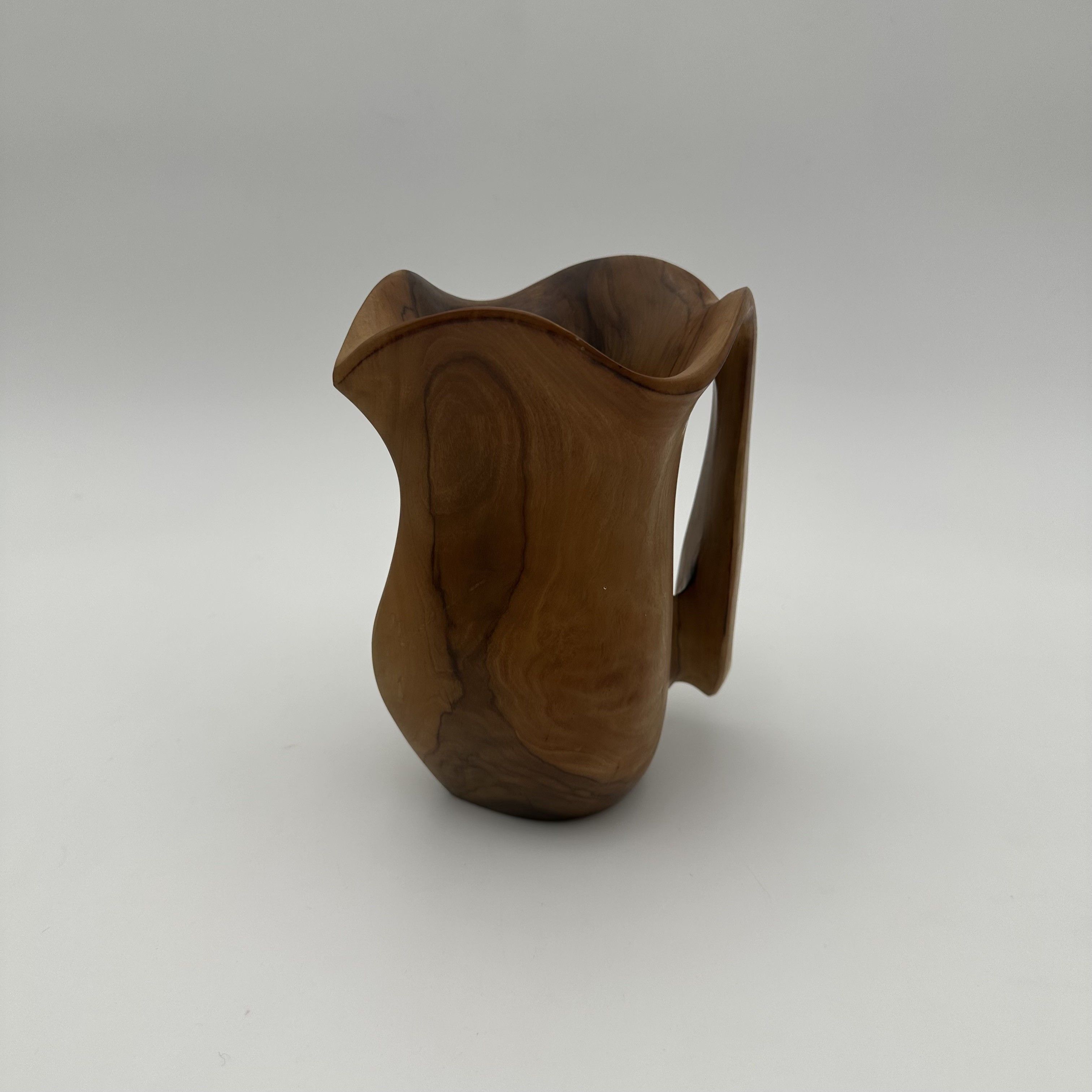 Small Sculptural Free-Form Walnut Pitcher, in the Style of Alexandre Noll, 1950s