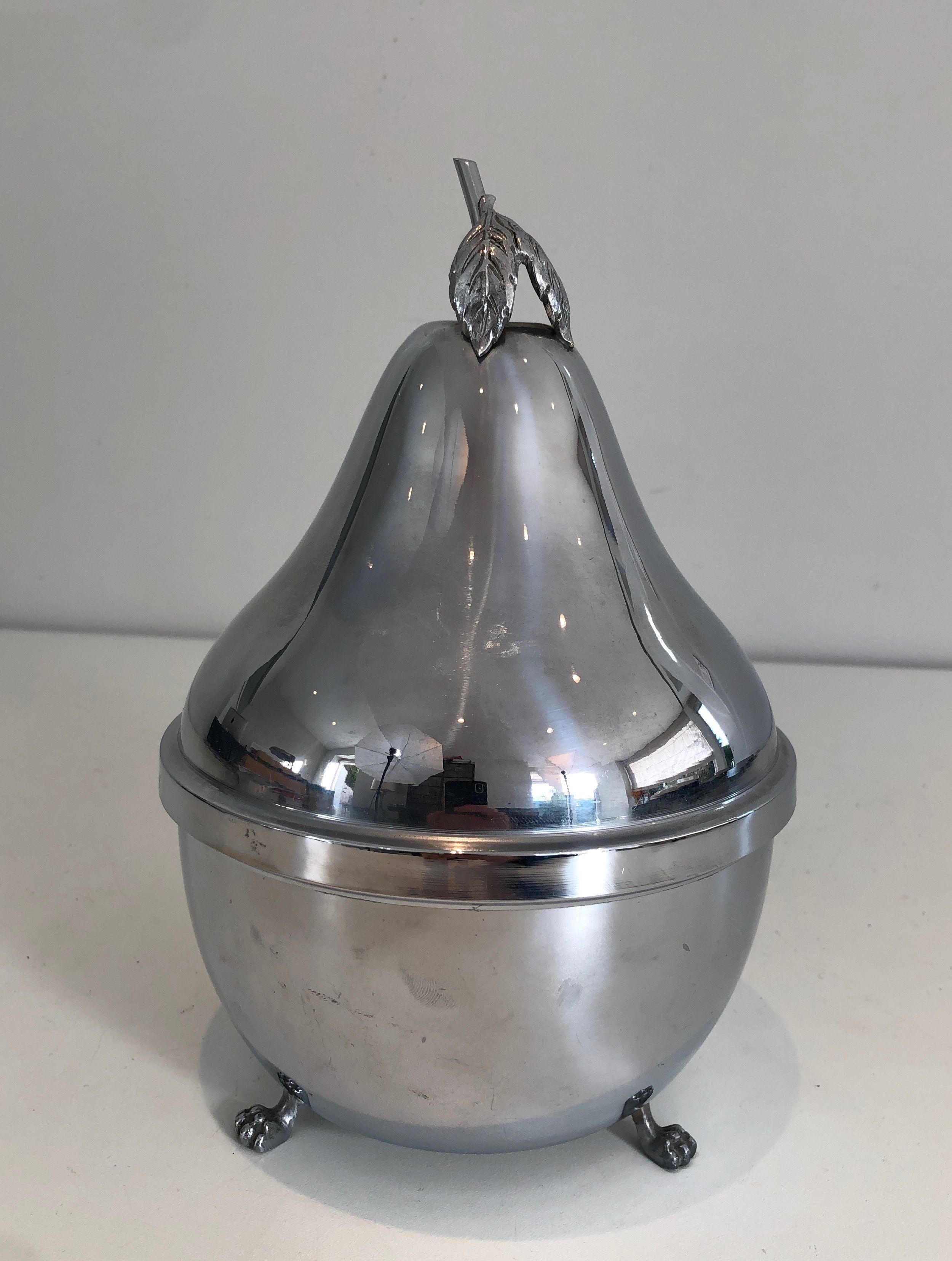 Pear Silver Plated and Smoked Glass Liquor Cellar
