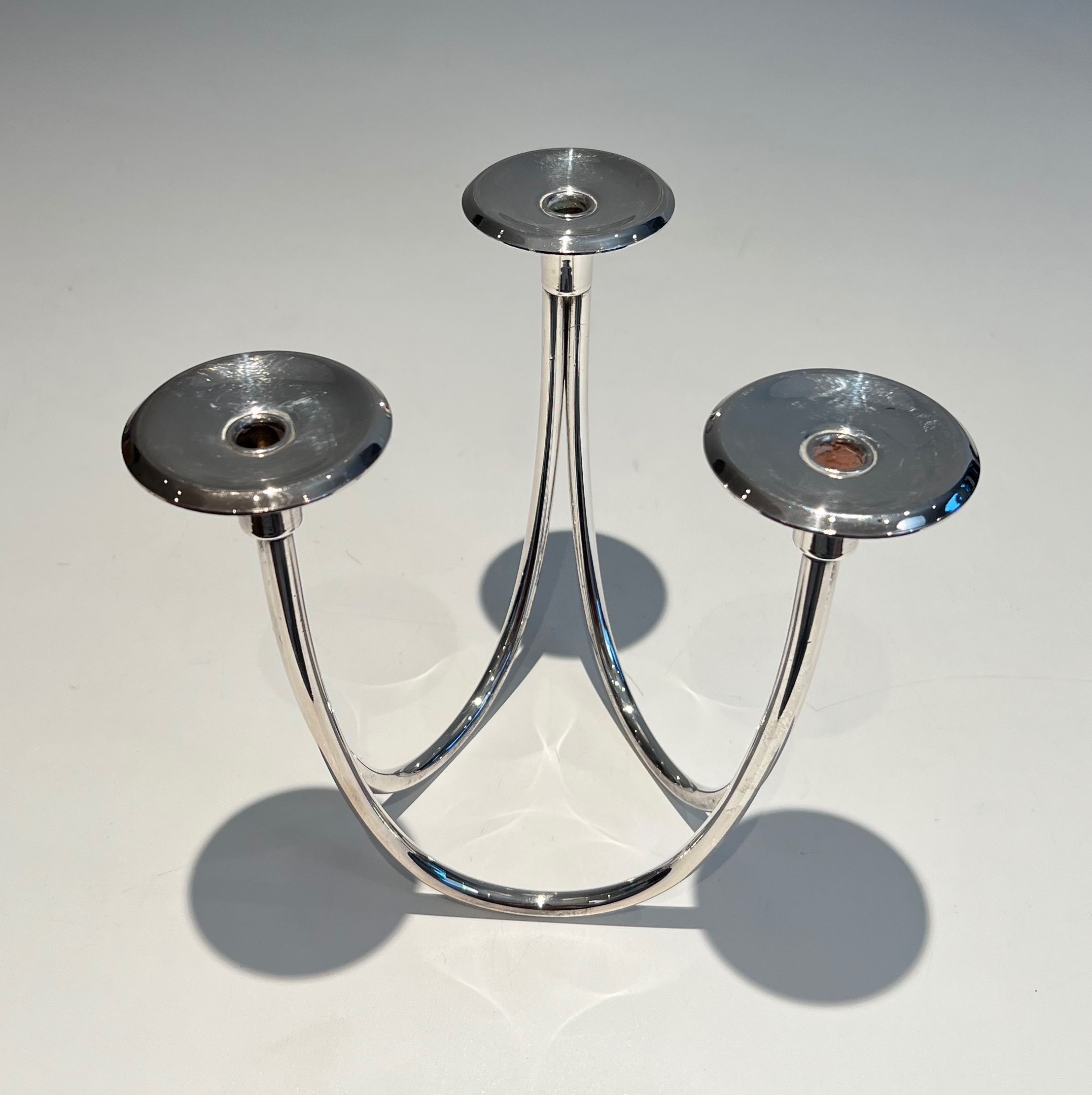 Design Silvered Metal Candlestick