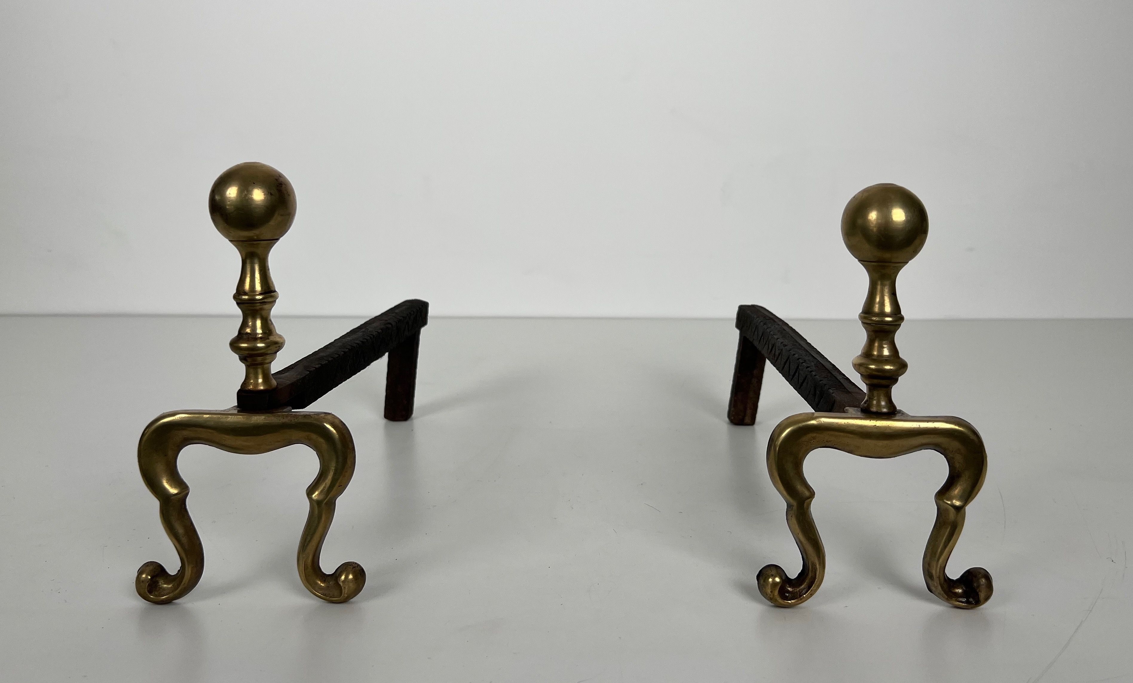 Pair of Bronze Andirons