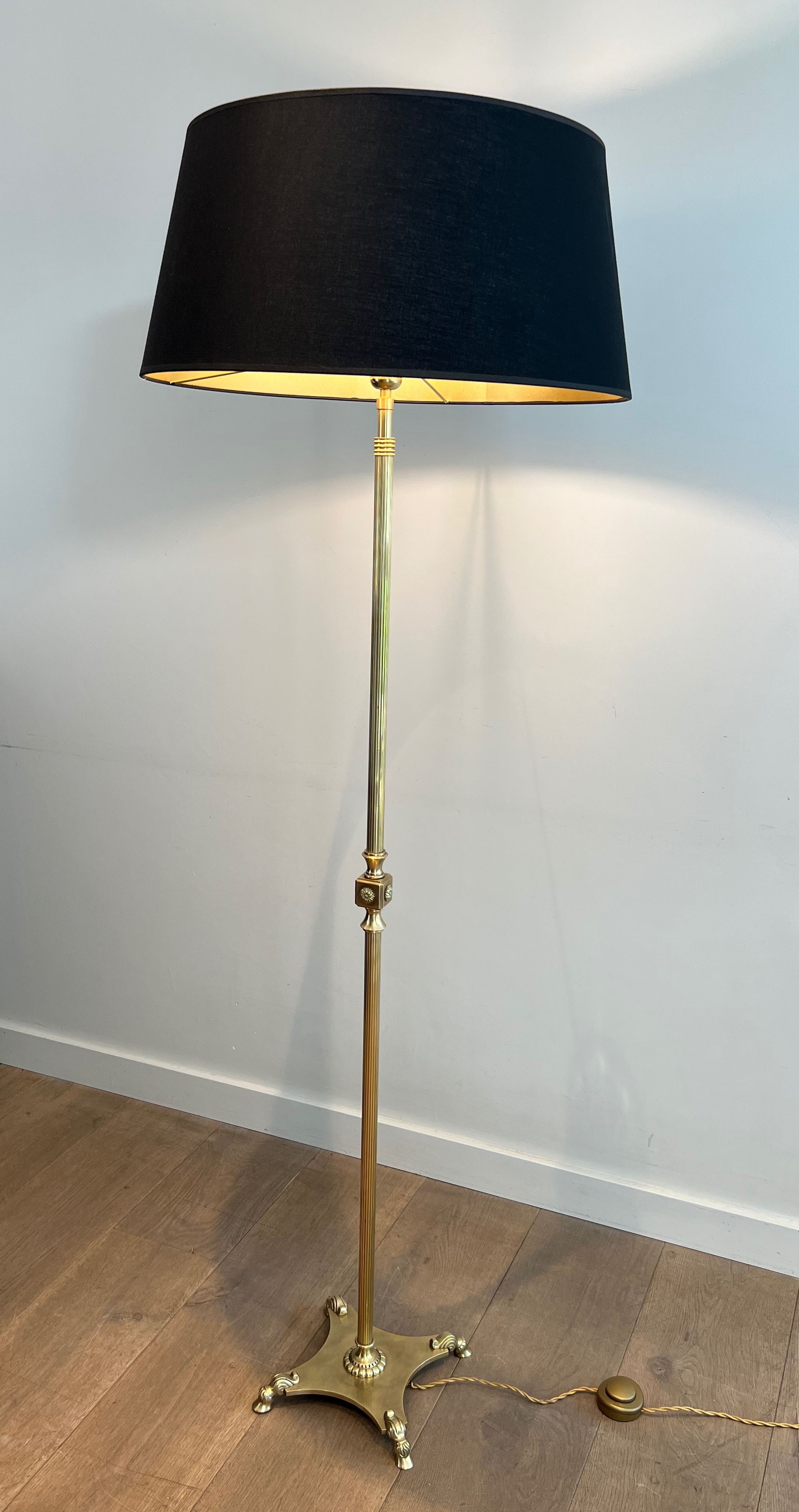 Neoclassical Style Brass Floor Lamp with Claw Feet by Maison Jansen