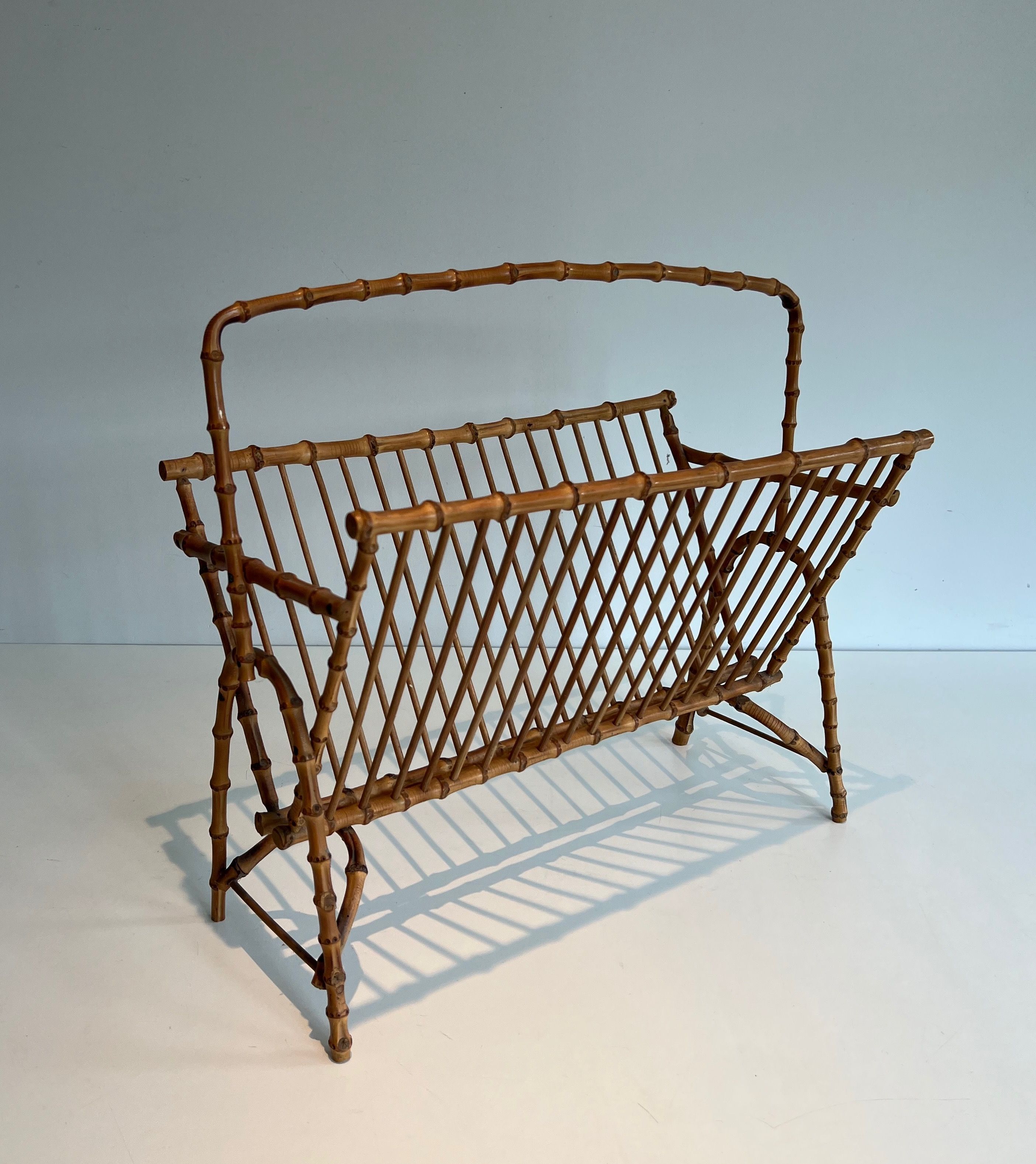 Faux-Bamboo Rattan Magazine Rack