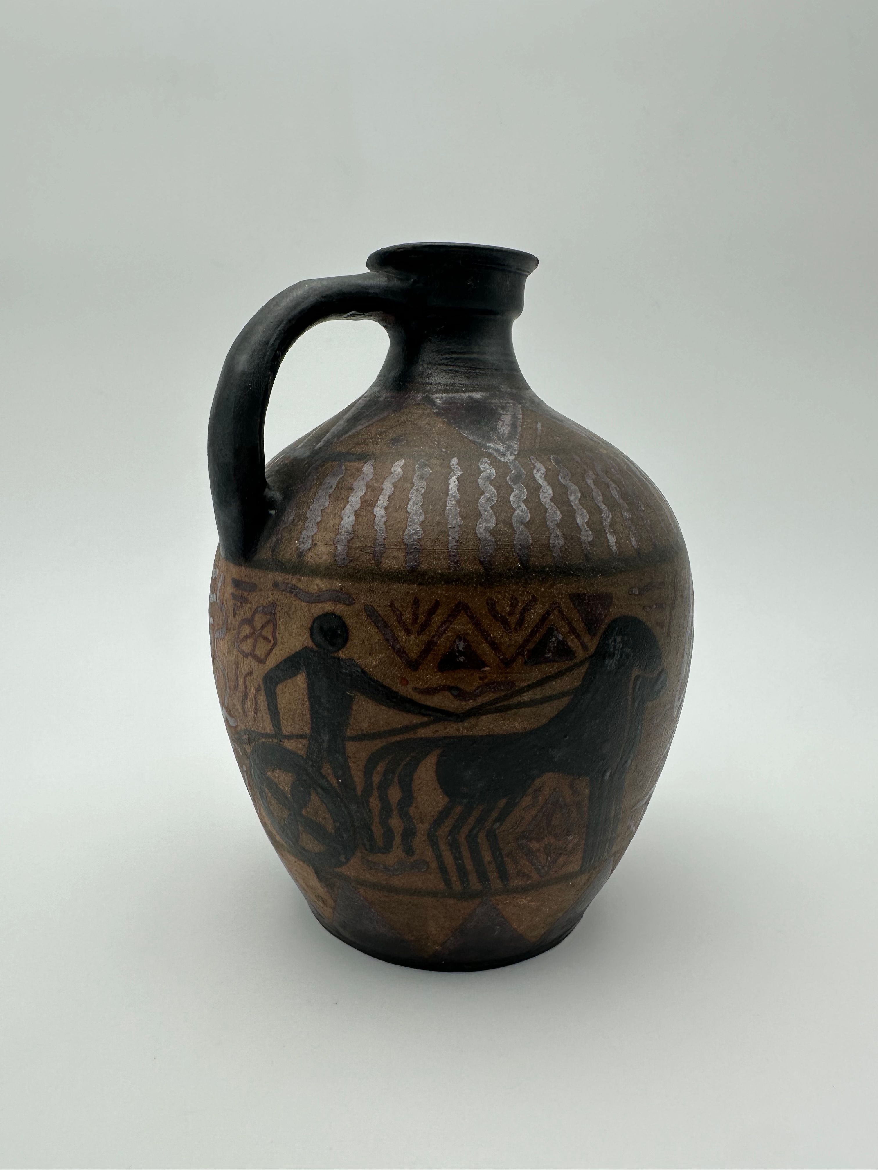 Glazed Stoneware Pitcher – VE Ciboure, Vilotte Period, France, Circa 1920