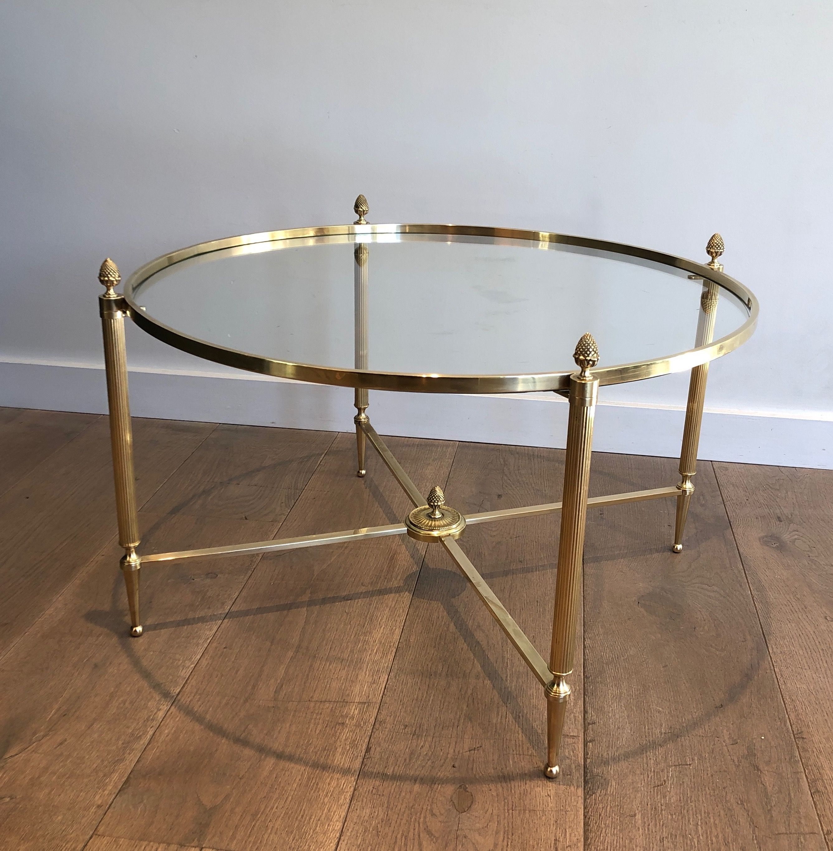 Round Brass Coffee Table. Maison Baguès