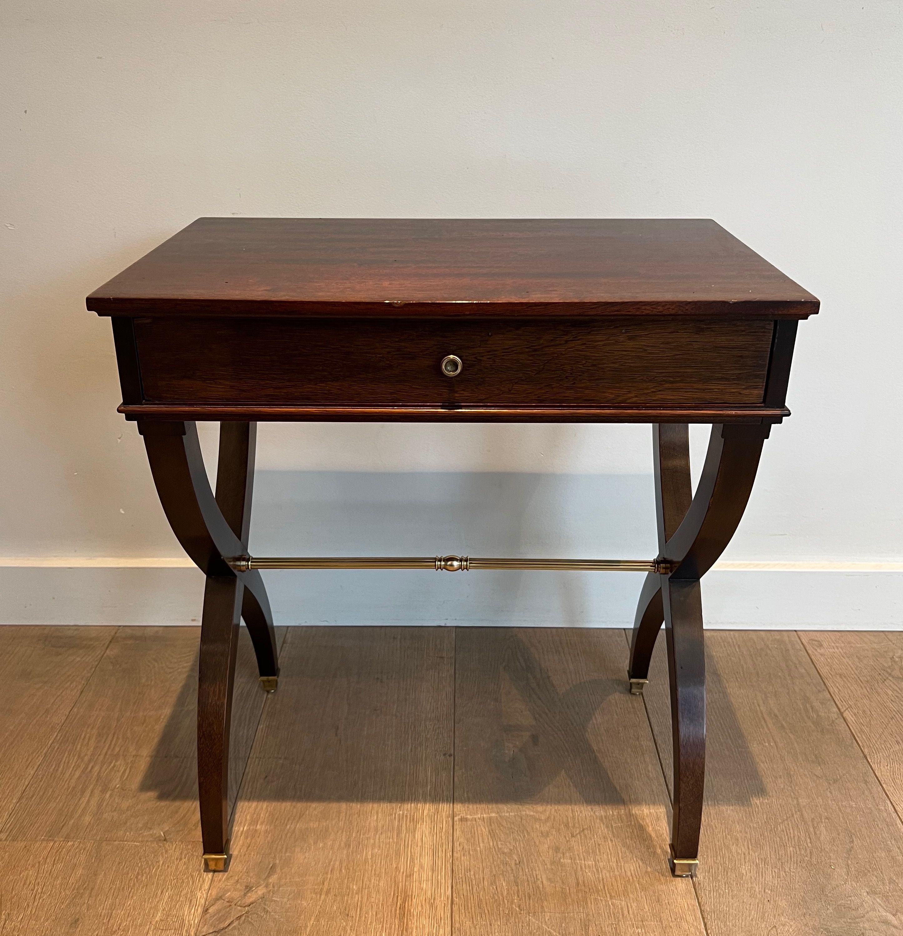 Neoclassical Style Mahogany and Brass Side Table in the Style of Maison Jansen