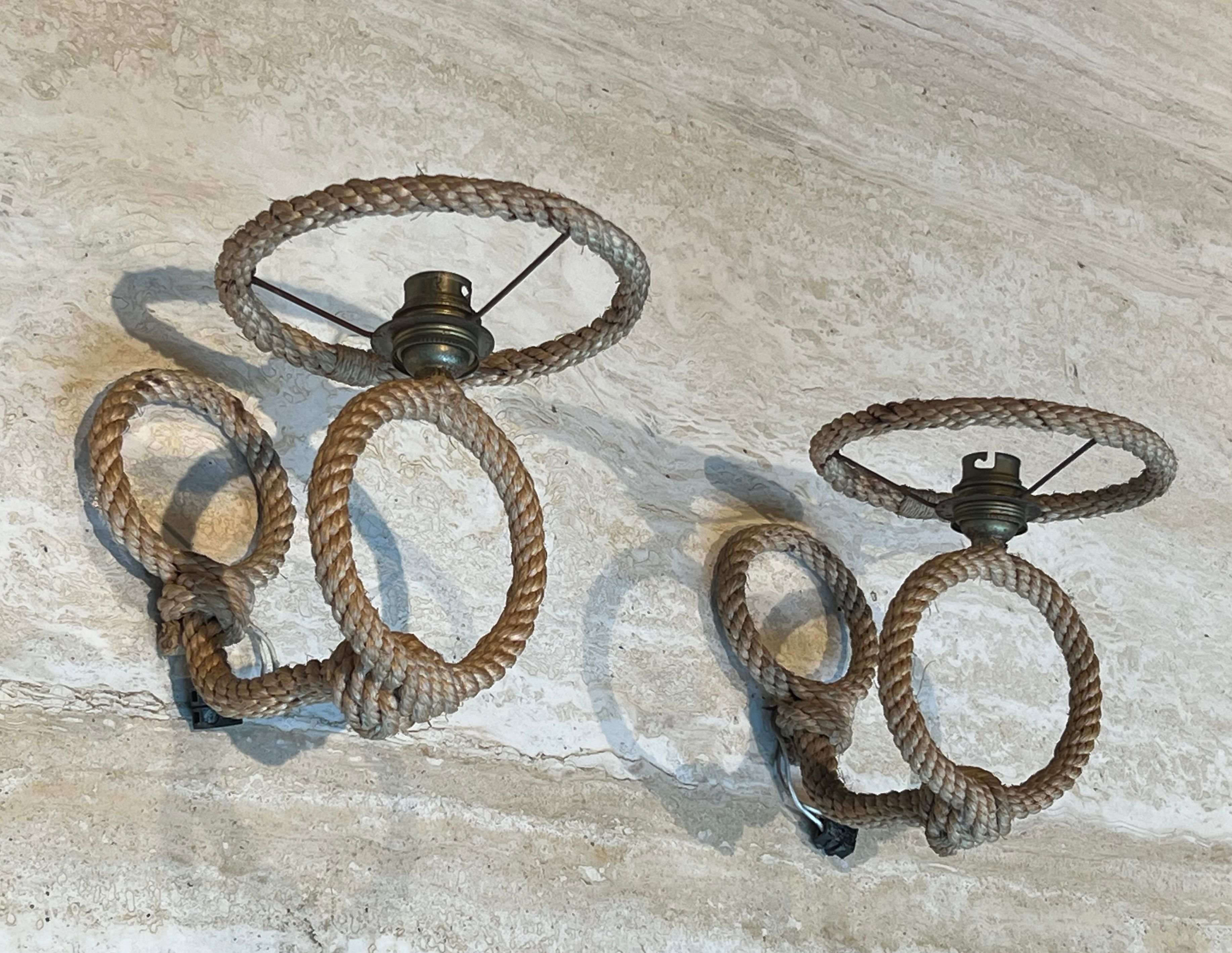 Pair of Rope Wall Sconces by Audoux Minet