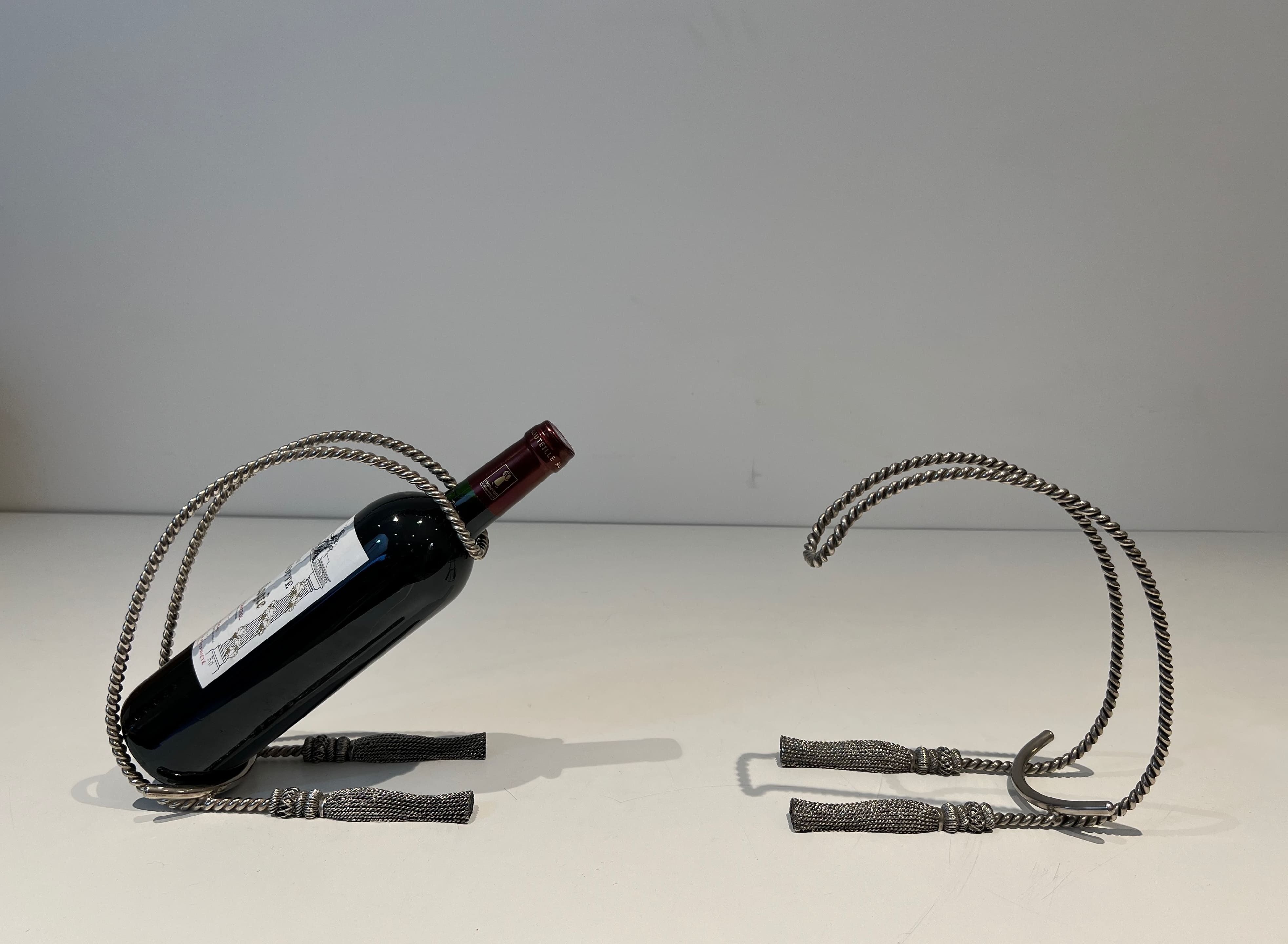 Pair of Trompe-l'Œil Silver-Plated Bottle Holders, in the Style of Maria Pergay, 1970s