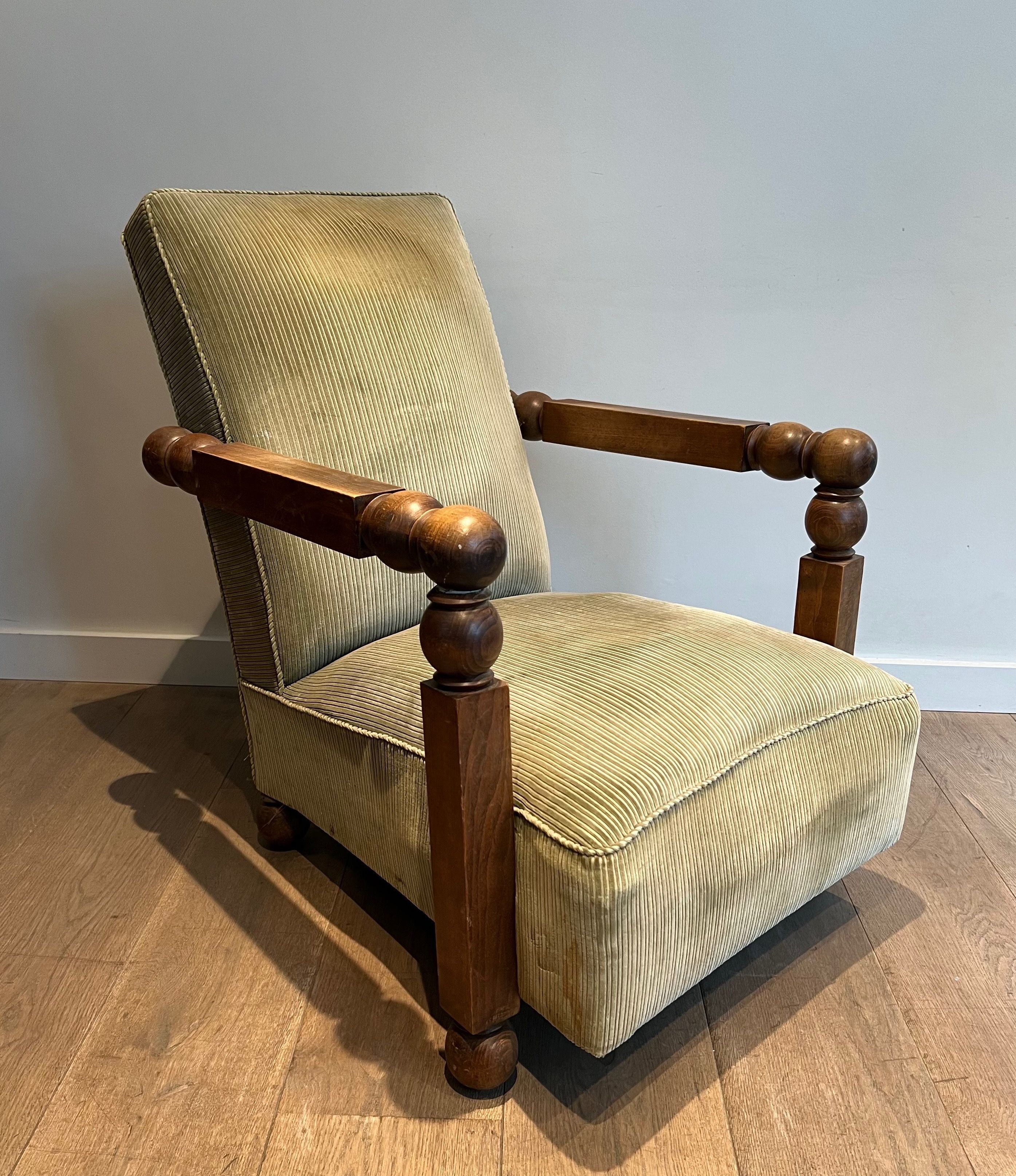 Important Brutalist Armchair in the style of Charles Dudouyt 