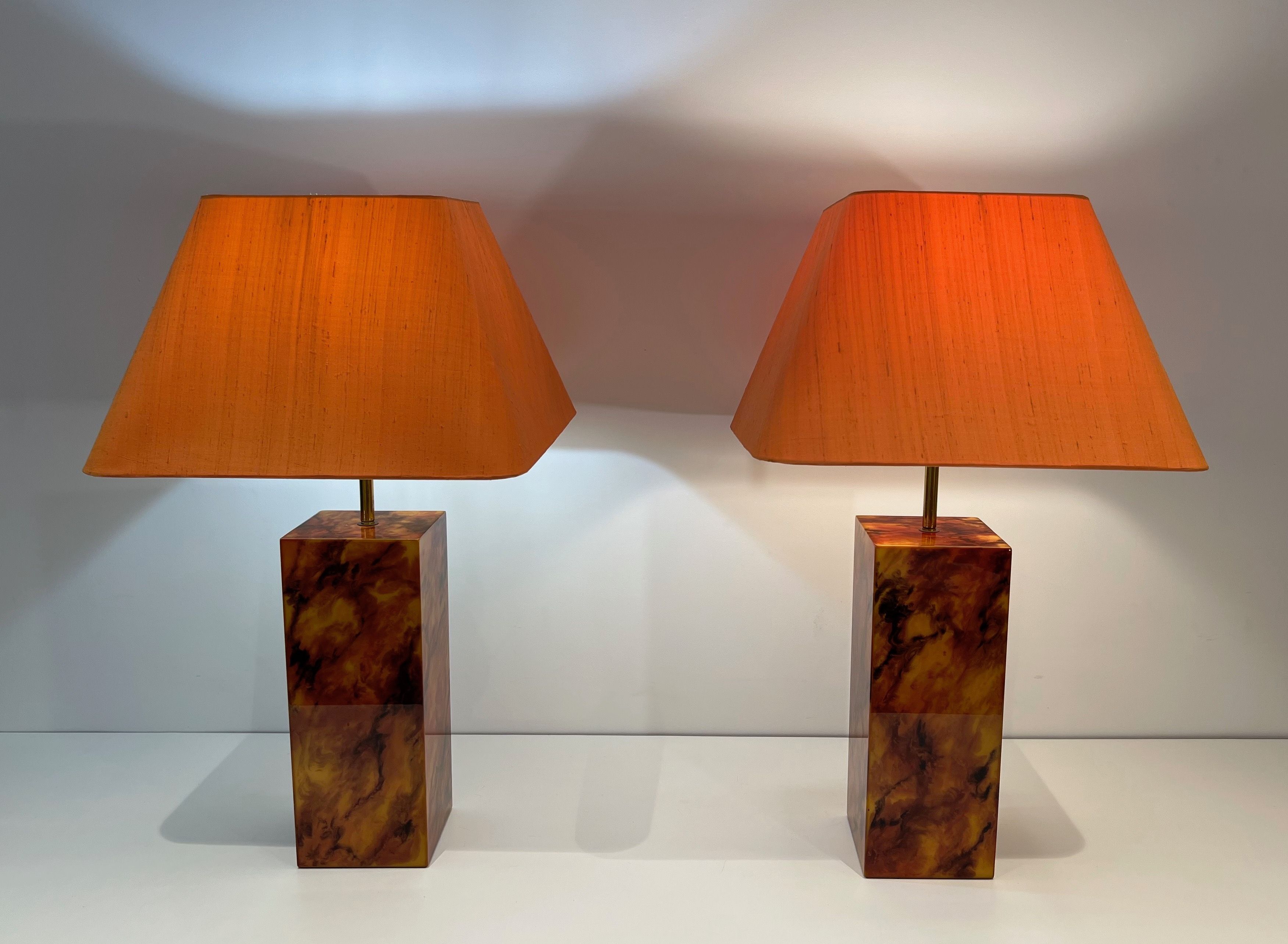 Pair of Lucite Lamps. French work. Circa 1970