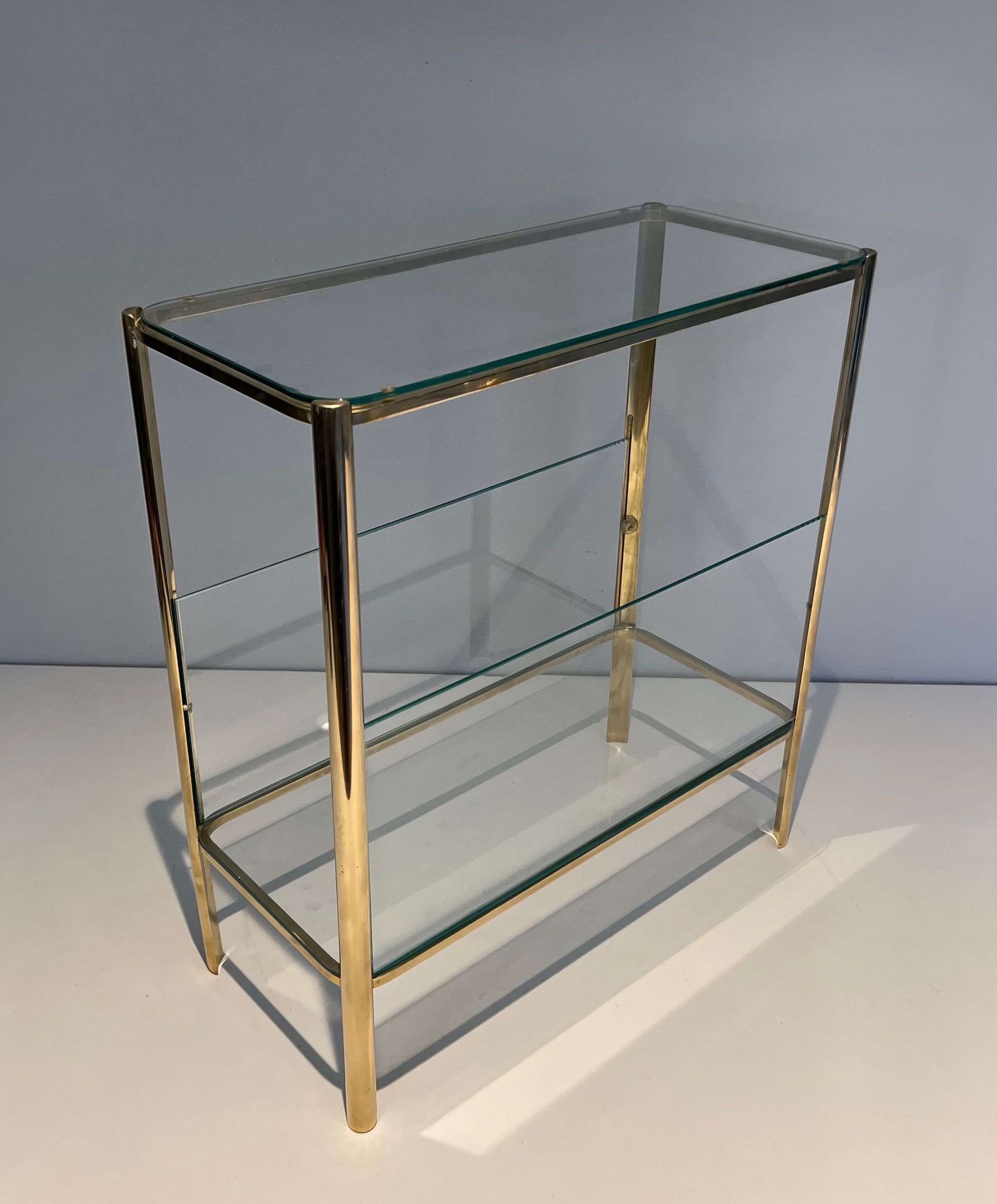 Bronze and Glass Magazine Rack Signed Jacques Théophile Lepelletier and Stamped by Broncz