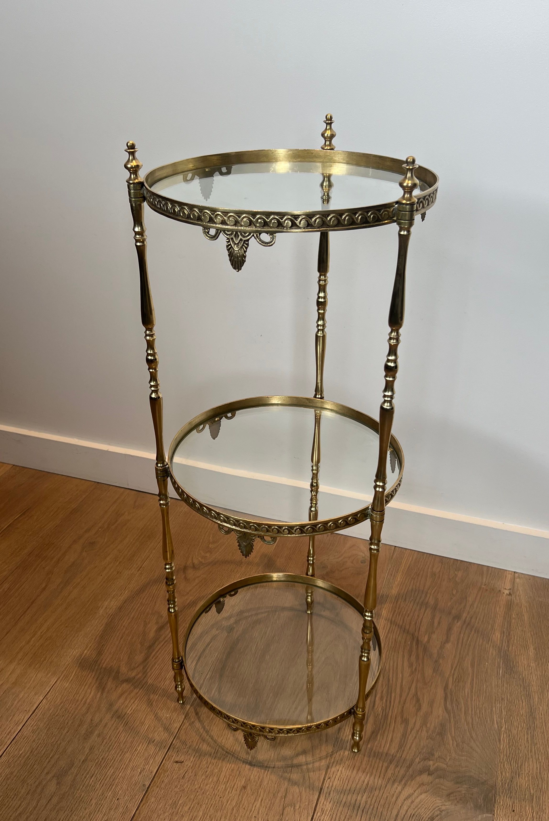 Round Brass Gueridon by Maison Jansen