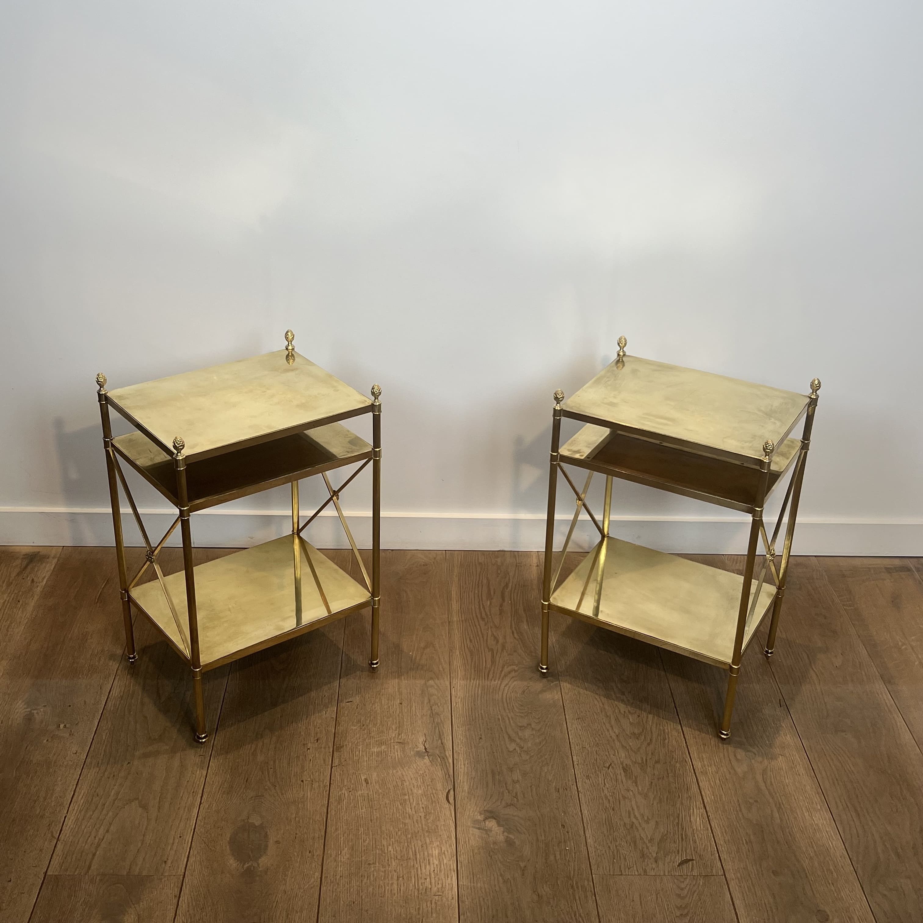 Pair of Brass Side Tables by Maison Jansen, Circa 1940