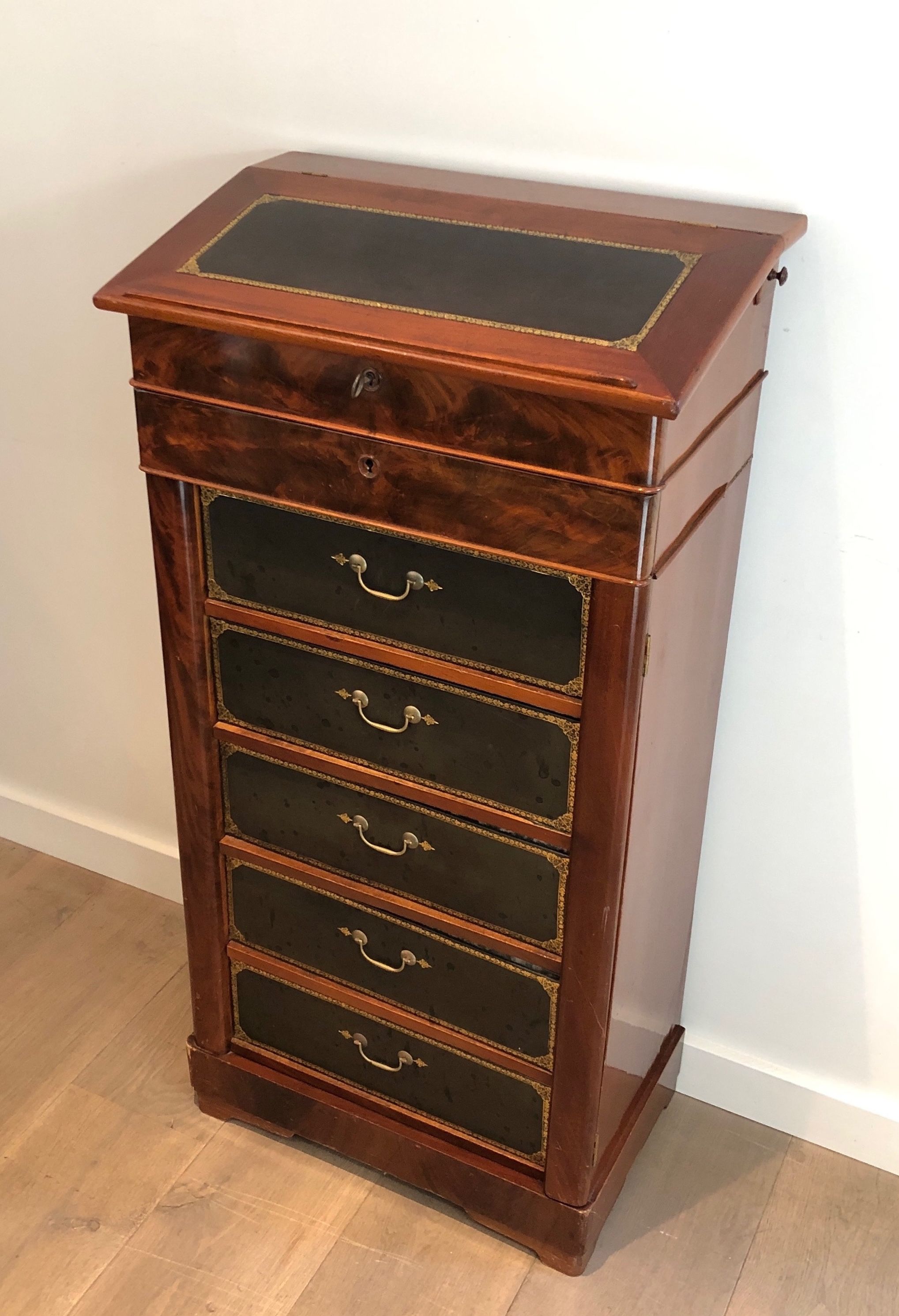 Mahogany and Leather Notary Furniture