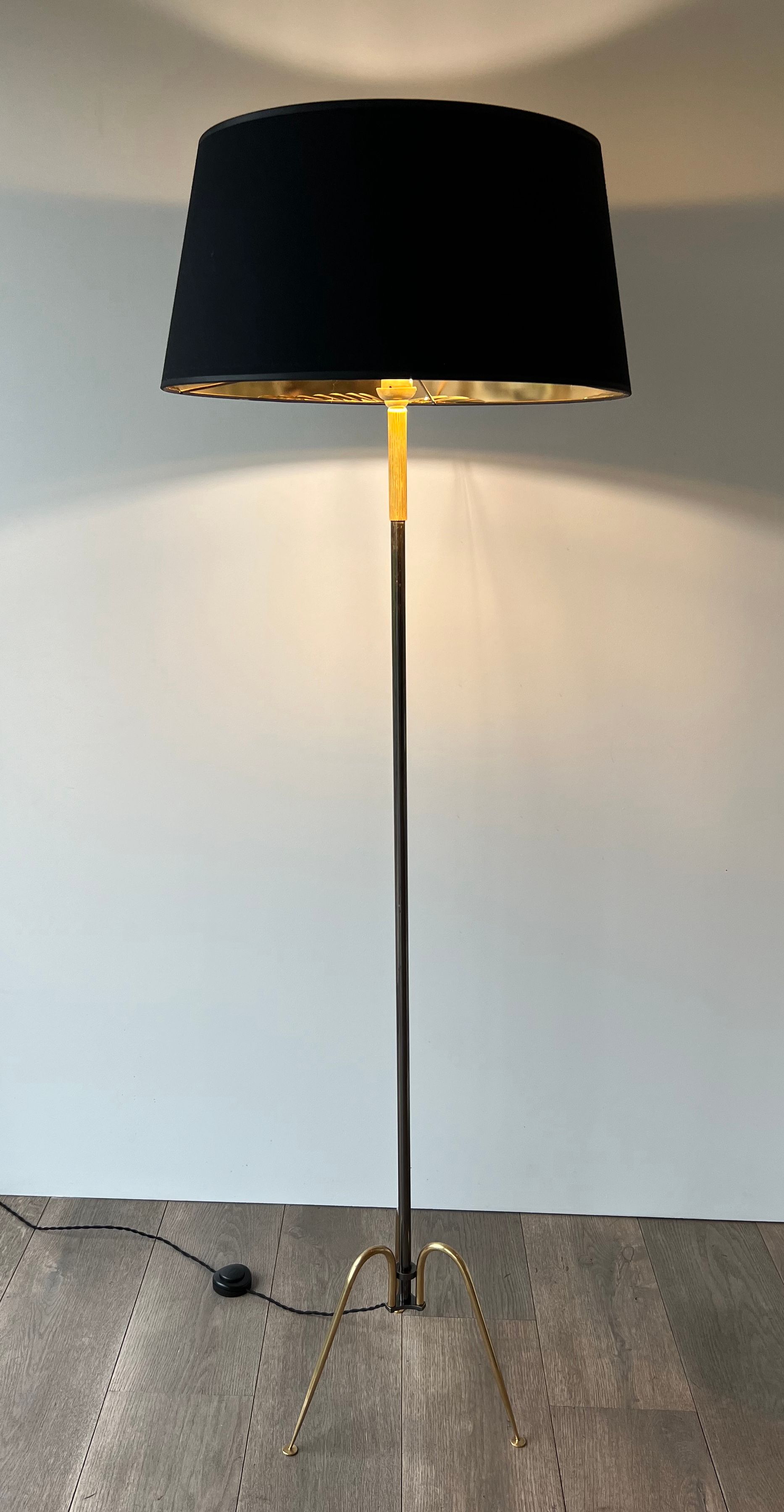 Design Gun Metal and Brass Floor Lamp