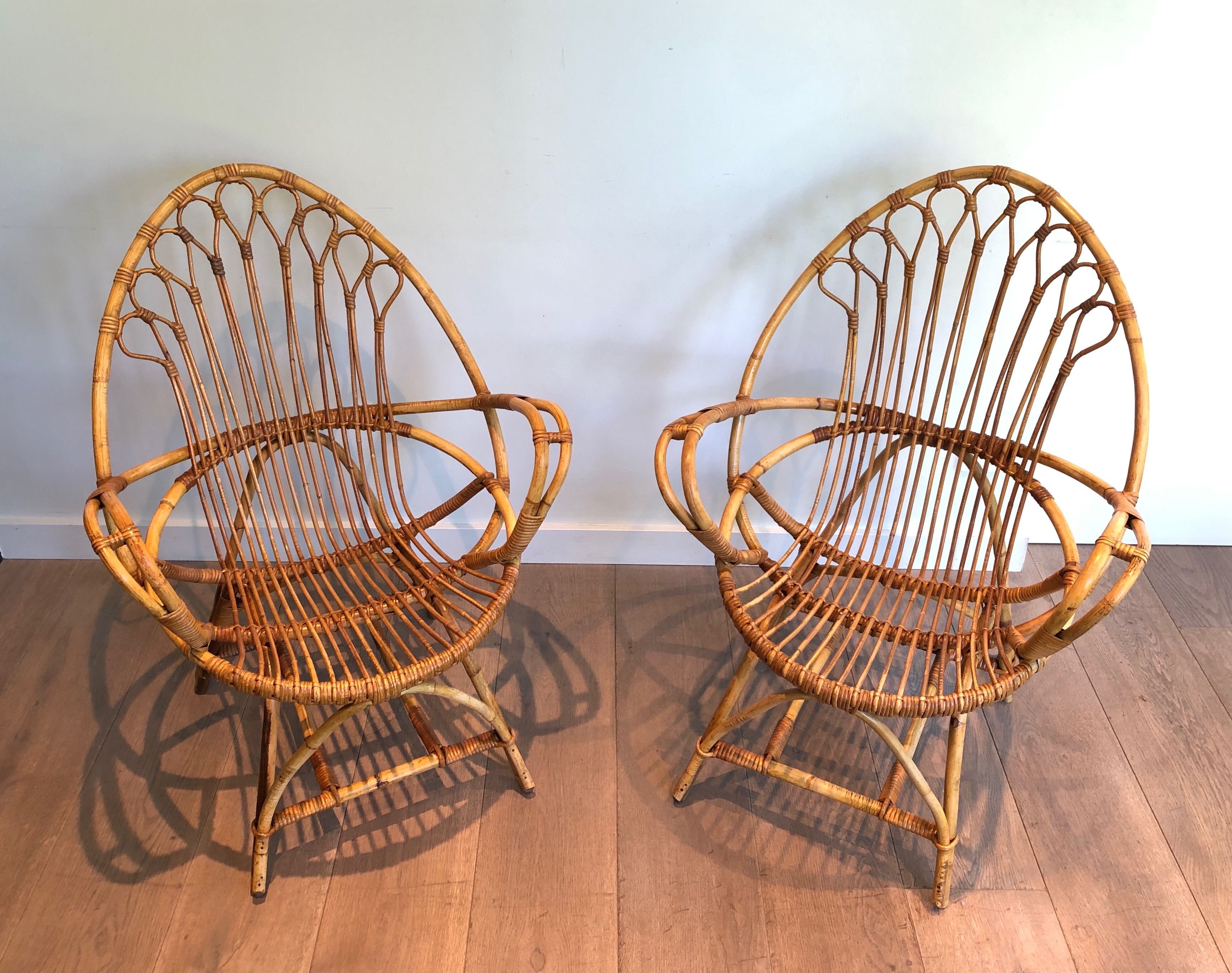 Paire de Fauteuils en Rotin 