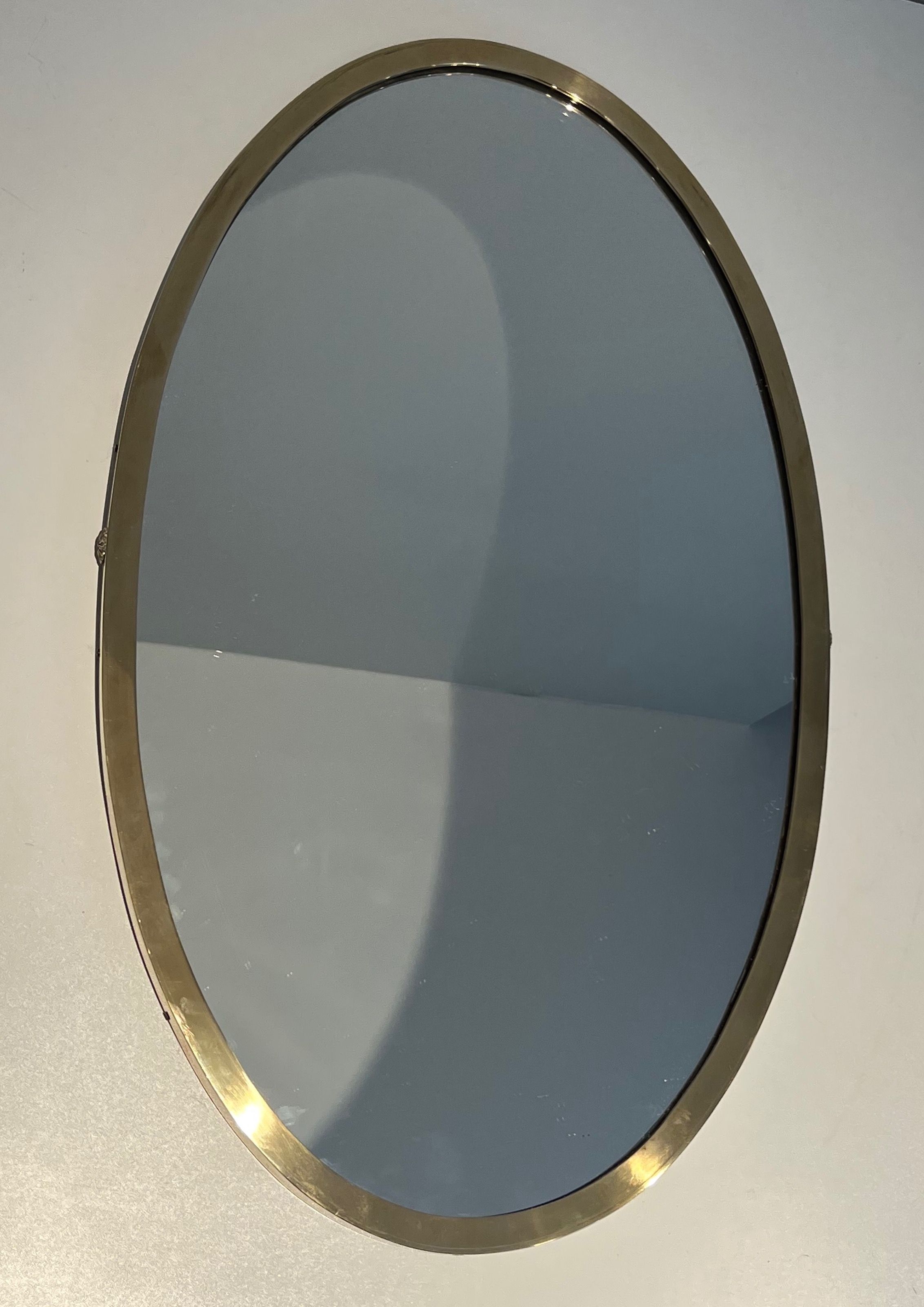 Neoclassical Style Oval Brass Mirror in the style of Maison Jansen