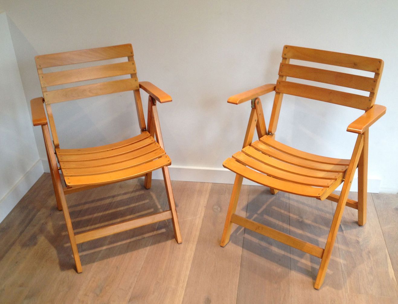 Pair of Wooden Armchairs signed Clairitex