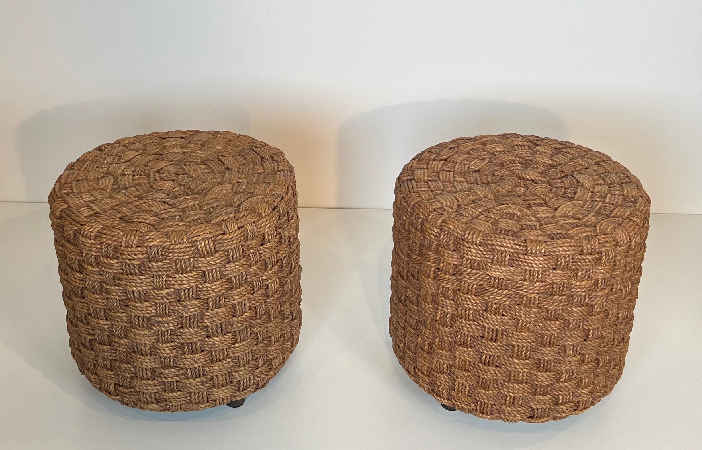 Pair of Rope Stool in the Style of Audoux Minet