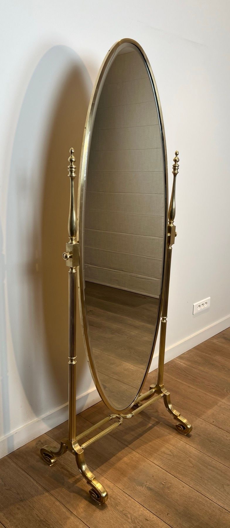 Large Empire Style Bronze and Brass Psyche Mirror
