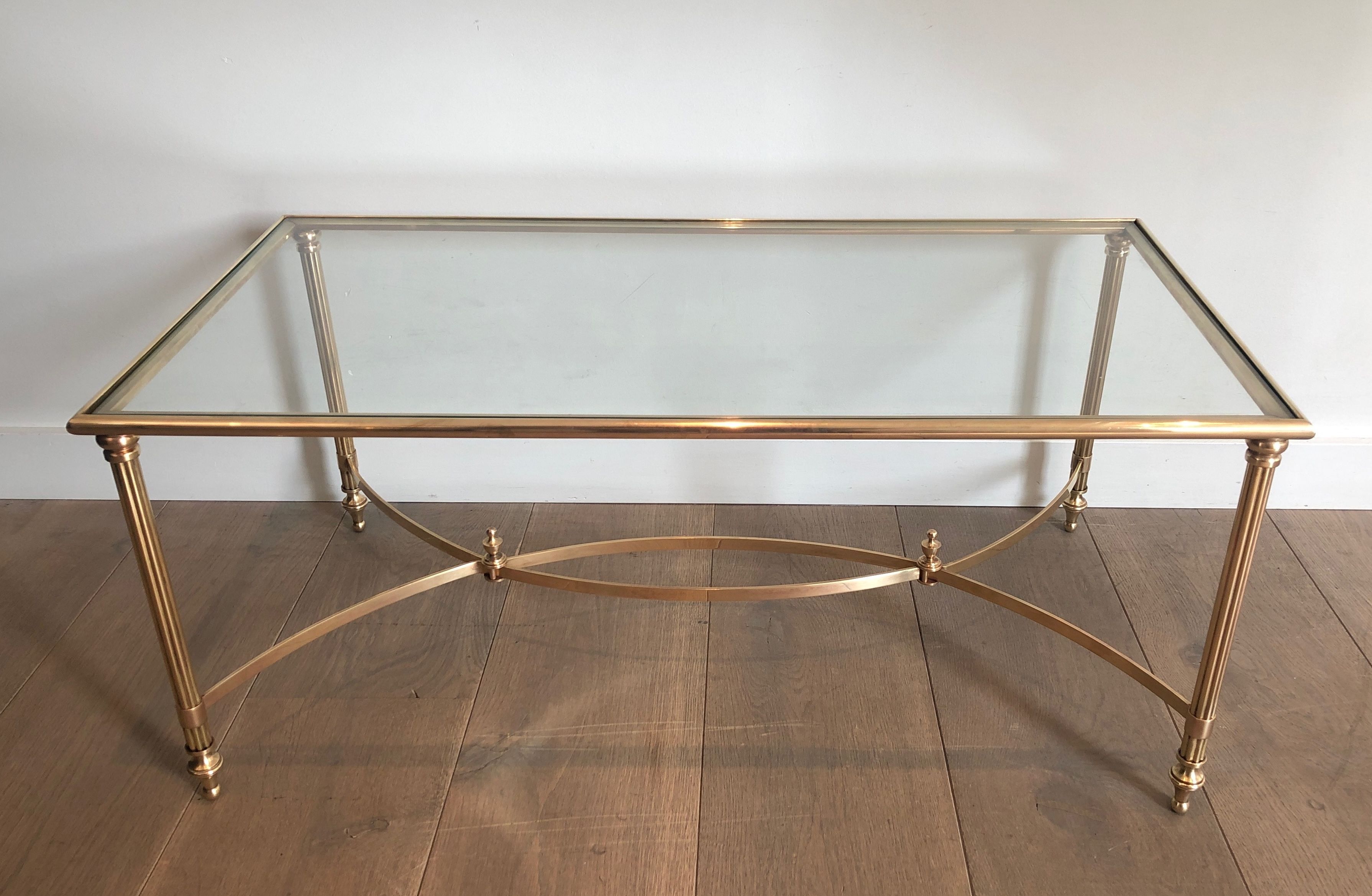 Neoclassical Style Brass Coffee Table by Maison Jansen