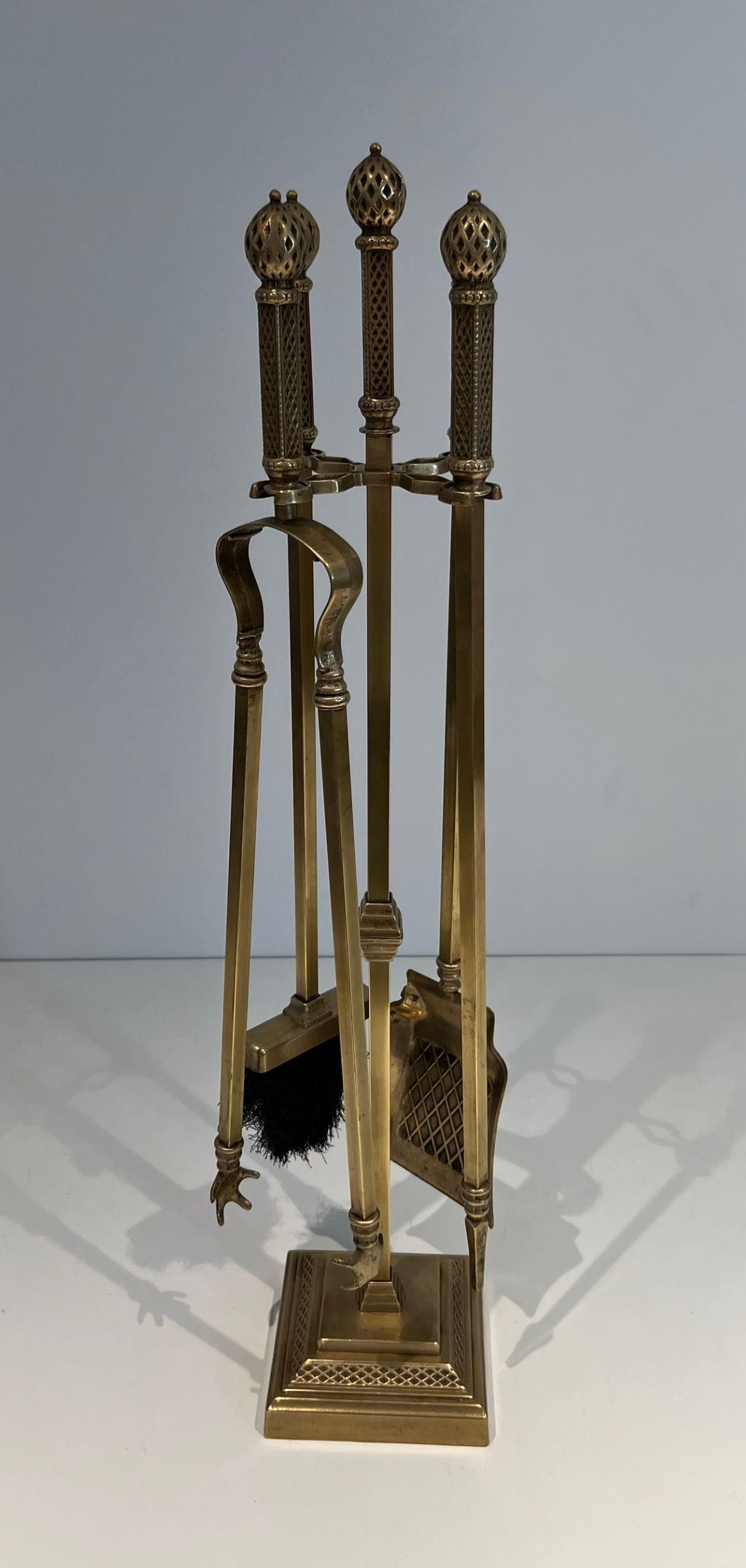 Neoclassical Style Bronze and Brass Fireplace Tools