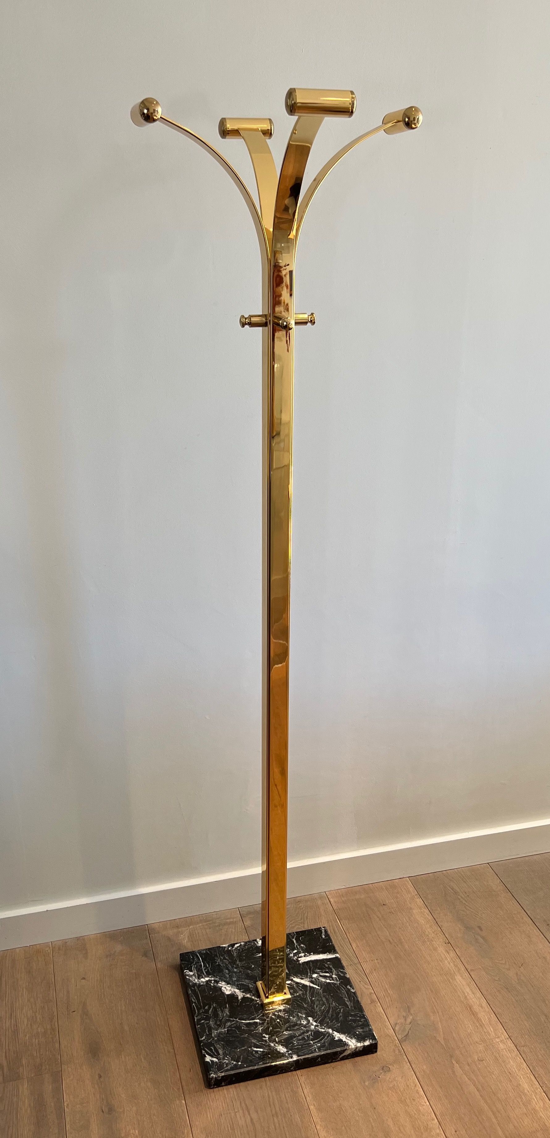 Brass Coat Rack on Marble Base